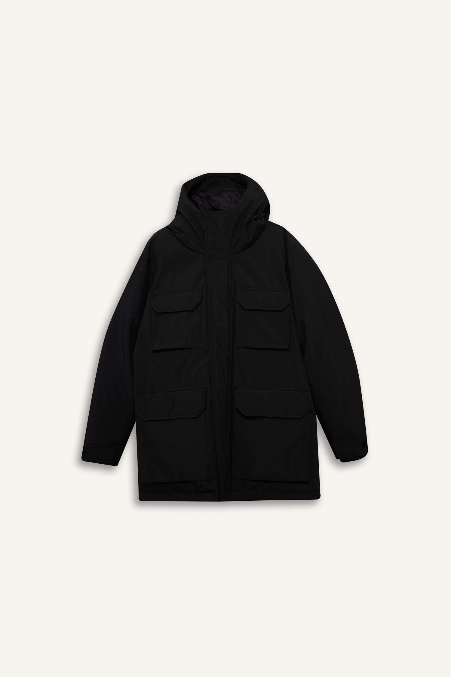 Su İtici Regular Fit Kapüşonlu Çift Cepli Fermuarlı Çıtçıtlı Mont