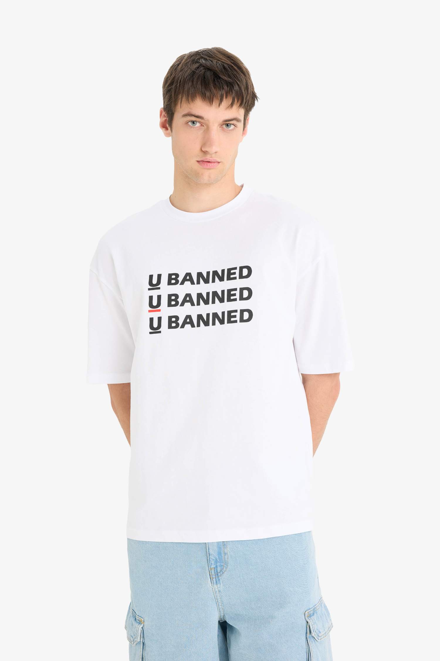 تيشيرت نص ردن قصة فضفاضة بياخة مستديرة