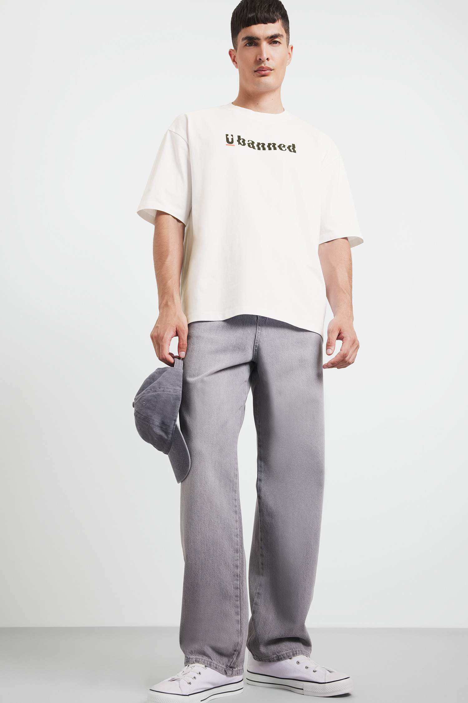 %100 Pamuk Loose Fit Rahat Kesim Bisiklet Yaka Baskılı Kısa Kollu Tişört