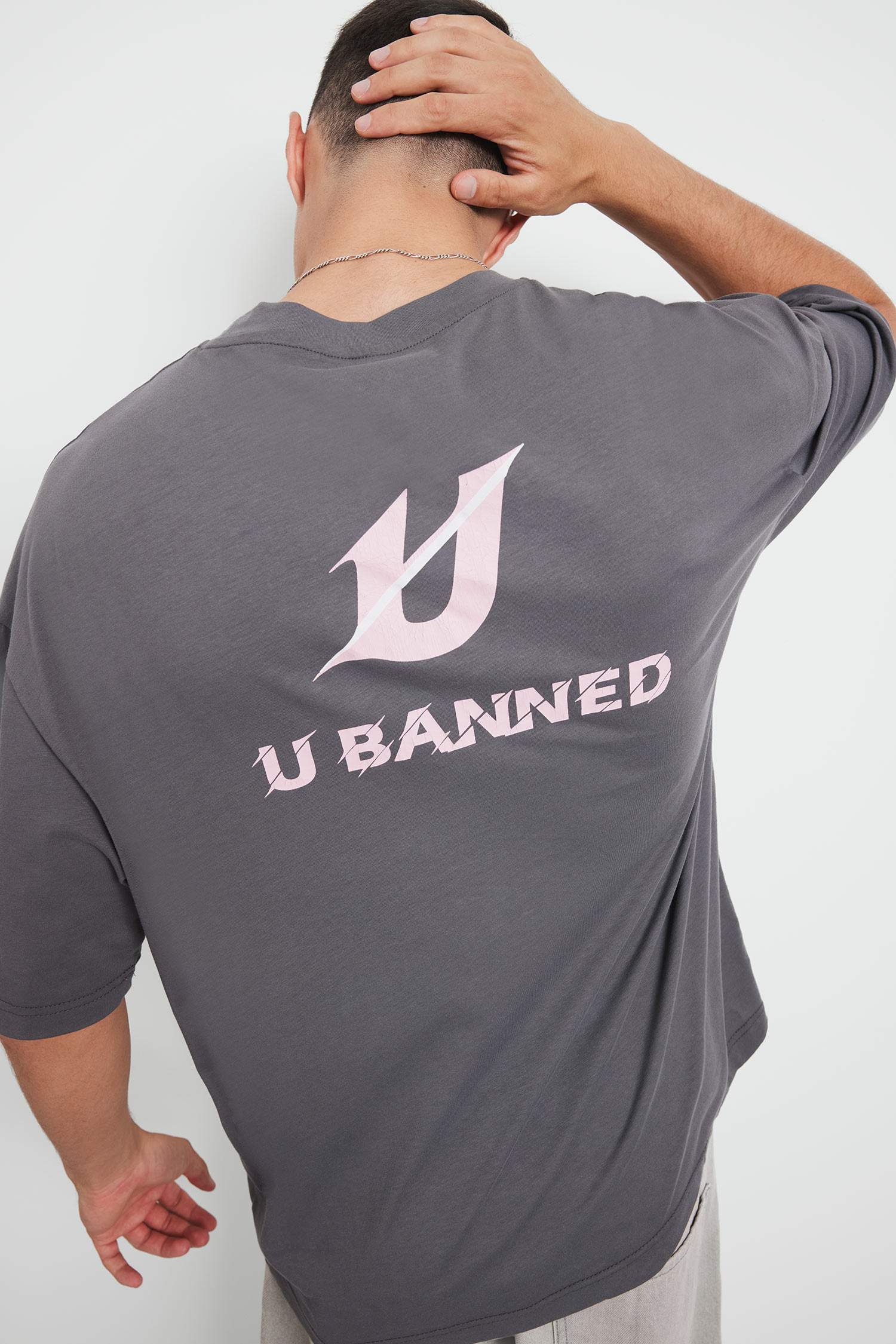 Loose Fit Crew Neck Printed Back T-Shirt