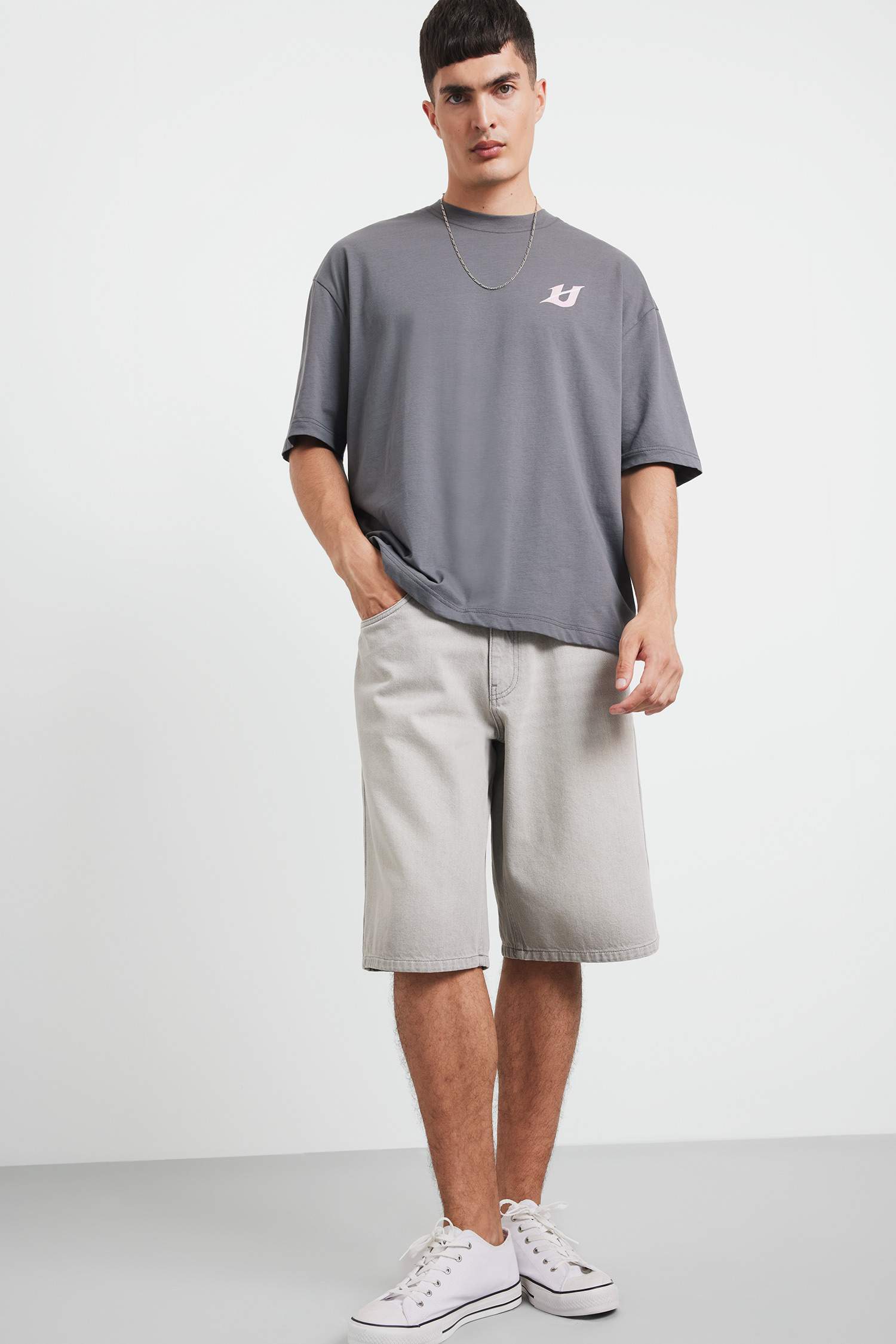 Loose Fit Crew Neck Printed Back T-Shirt