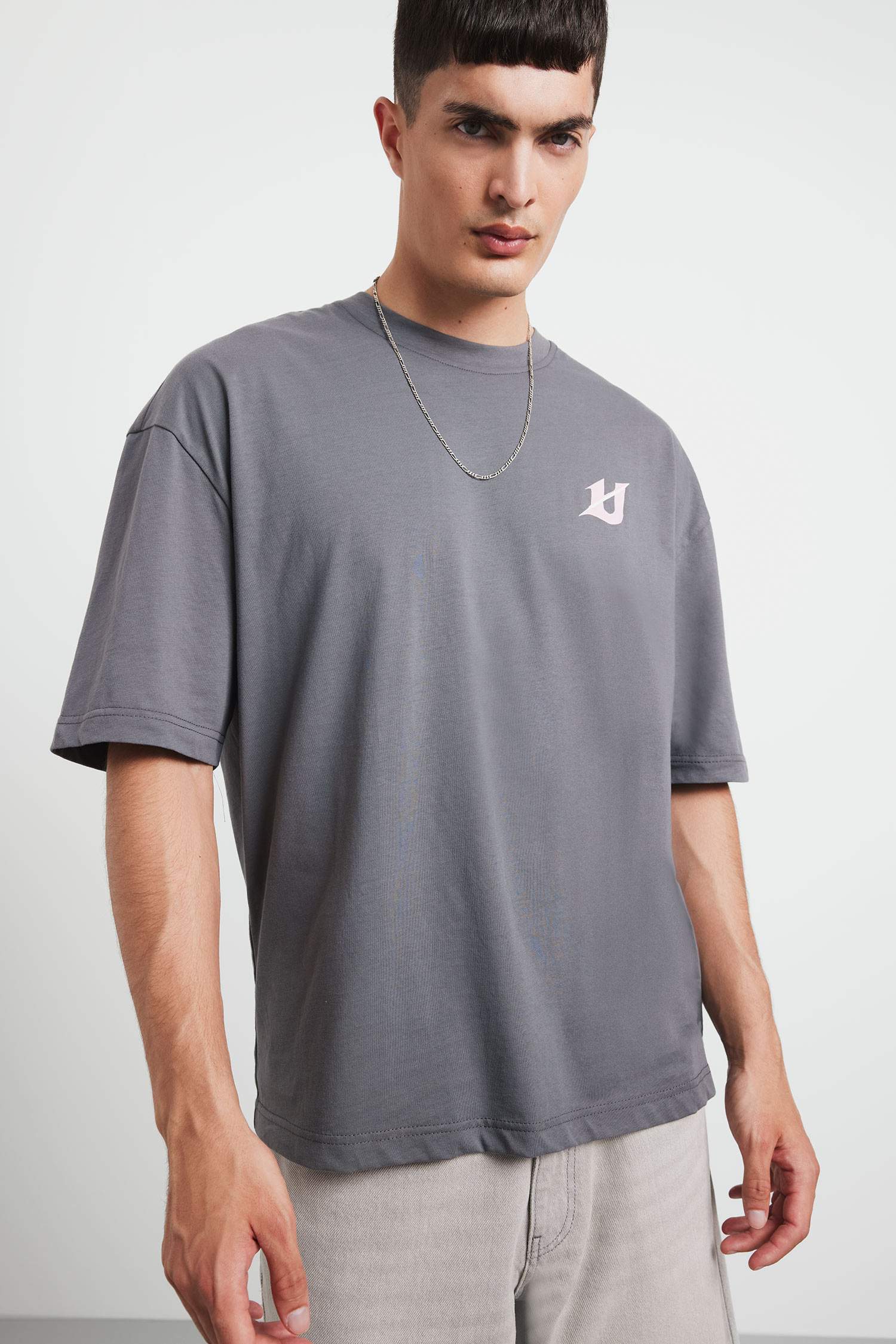 Loose Fit Crew Neck Printed Back T-Shirt