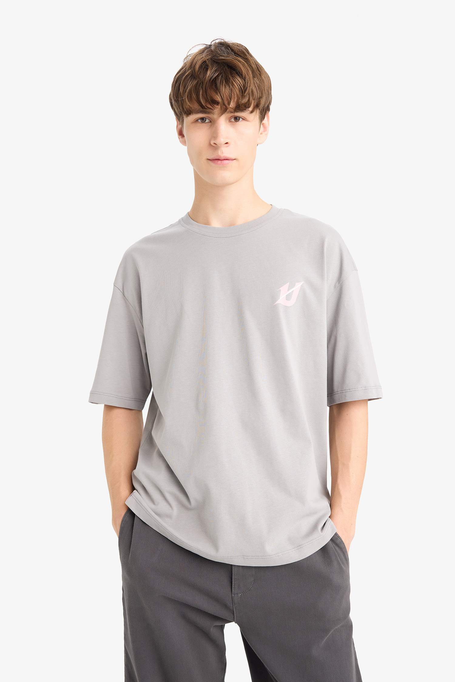 Loose Fit Crew Neck Printed Back T-Shirt