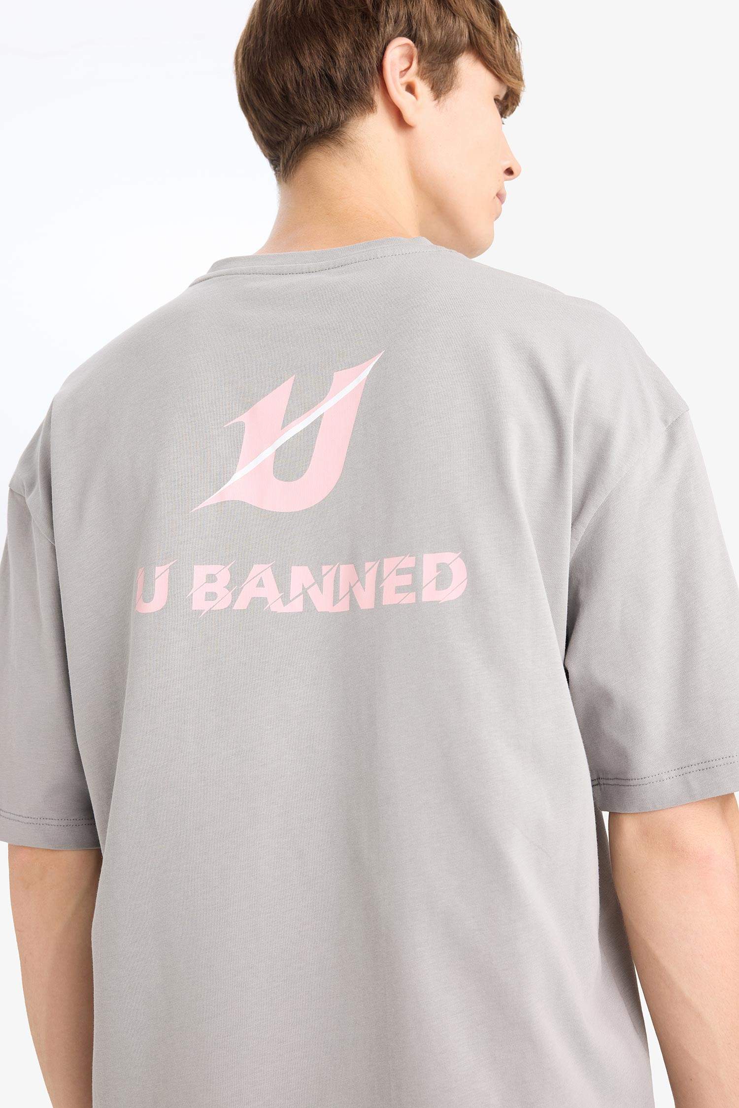 Loose Fit Crew Neck Printed Back T-Shirt