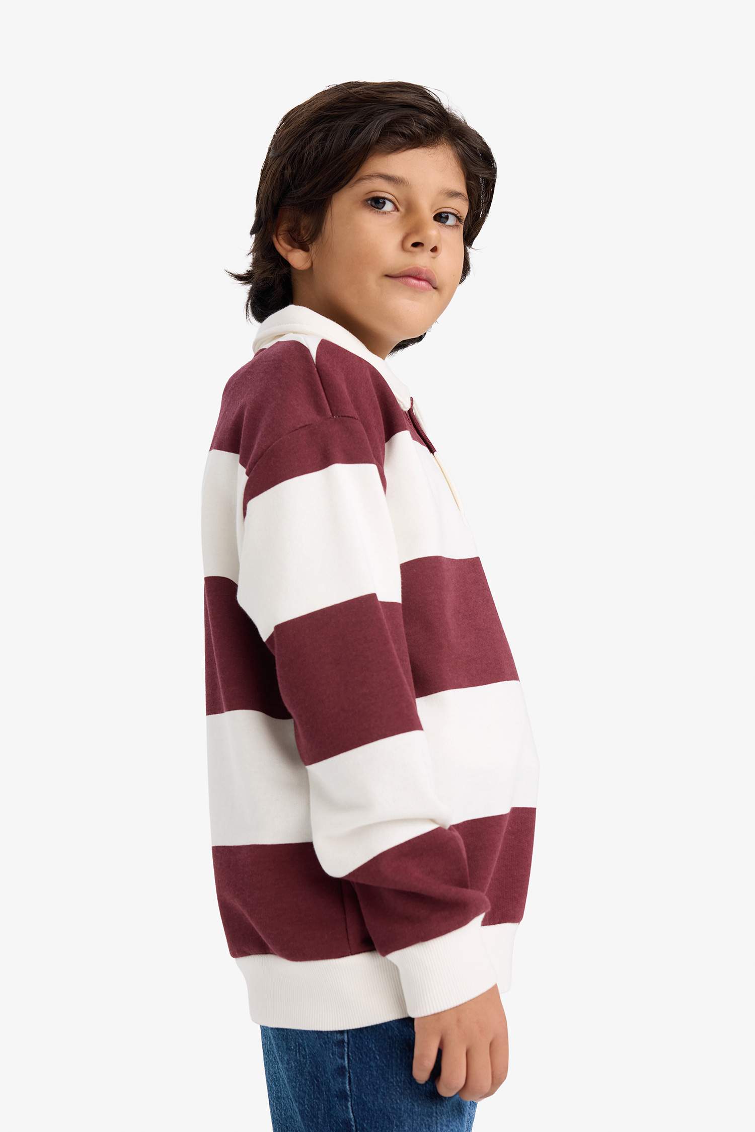 Regular Fit Polo Collar Sweatshirt