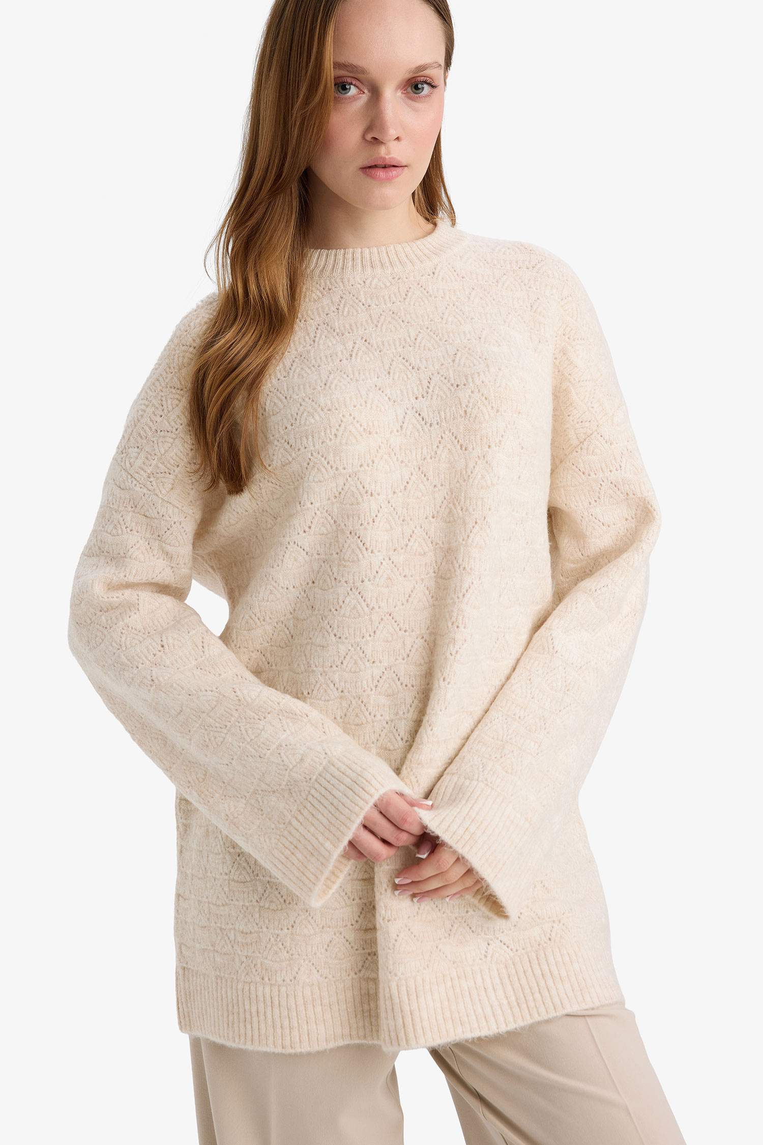 Loose Fit Knitwear Crew Neck Tunic
