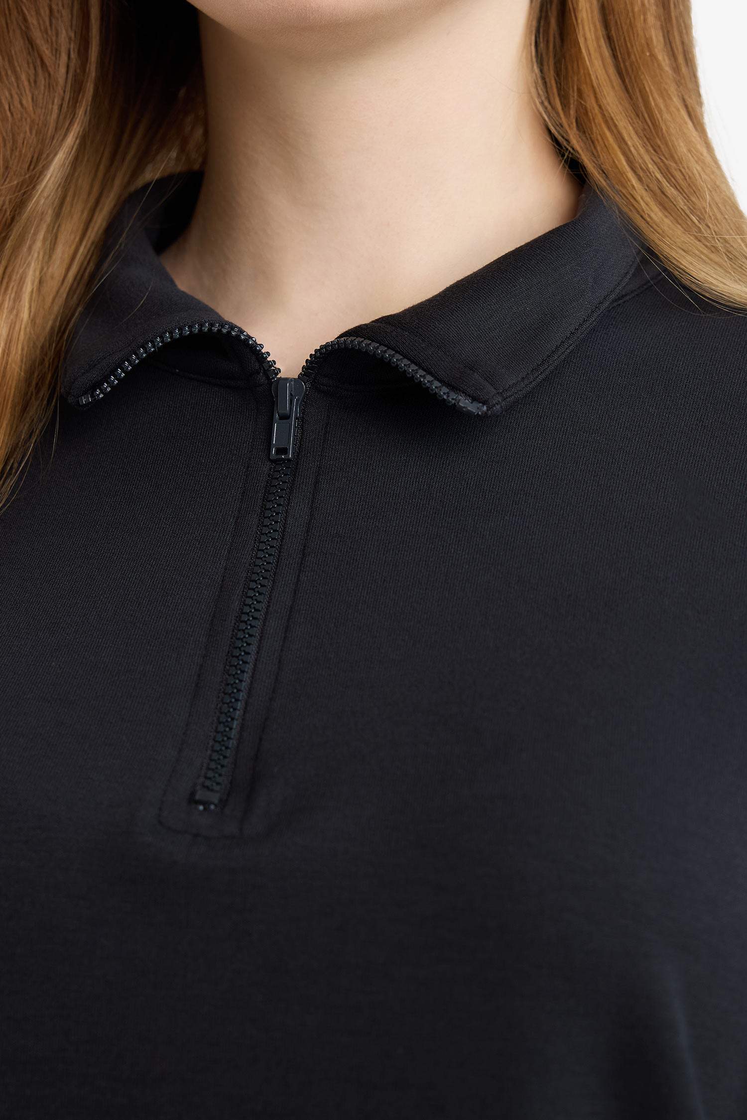 Regular Fit Fermuarlı Yaka Uzun Kollu Tunik