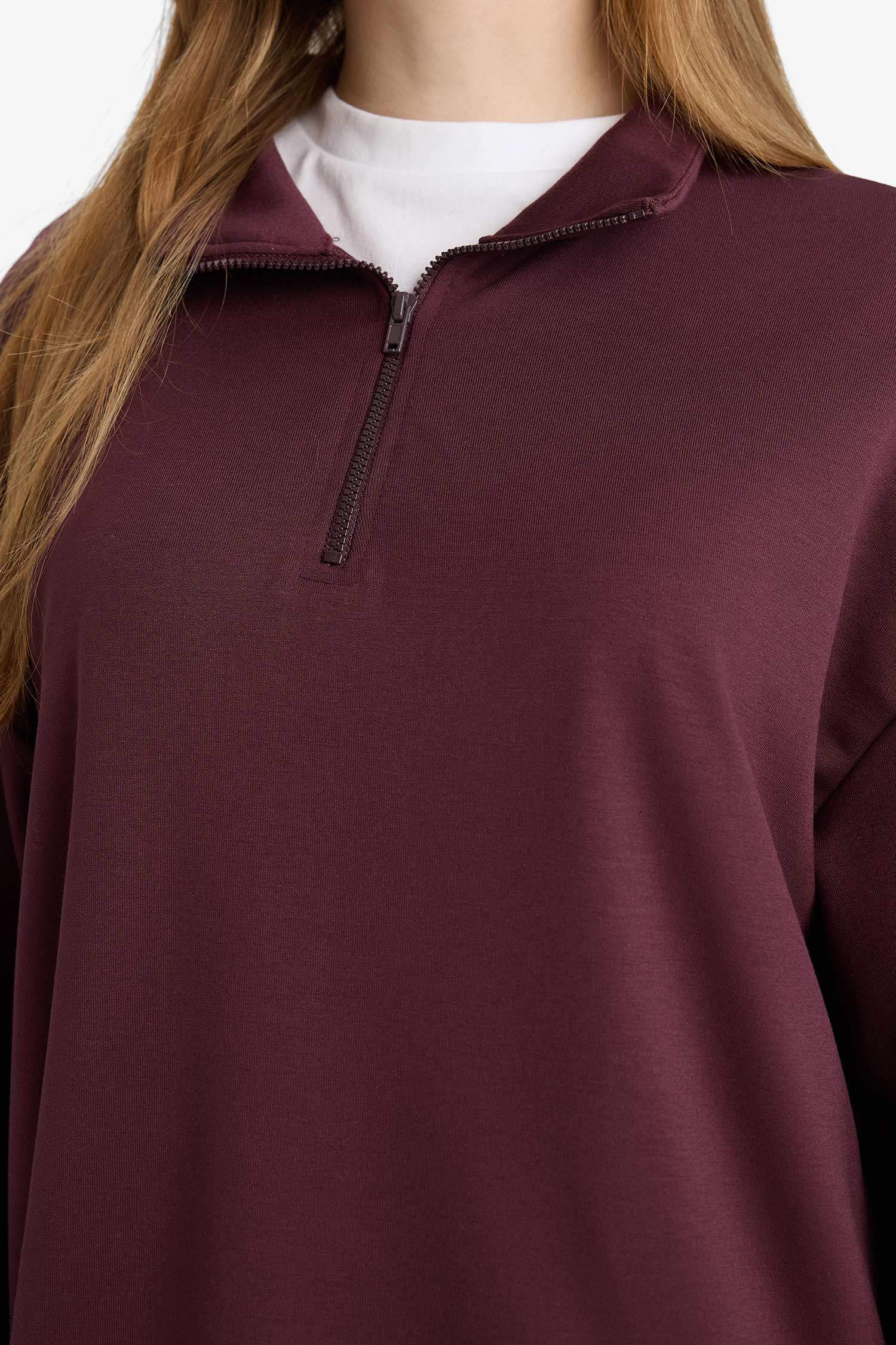 Regular Fit Fermuarlı Yaka Uzun Kollu Tunik