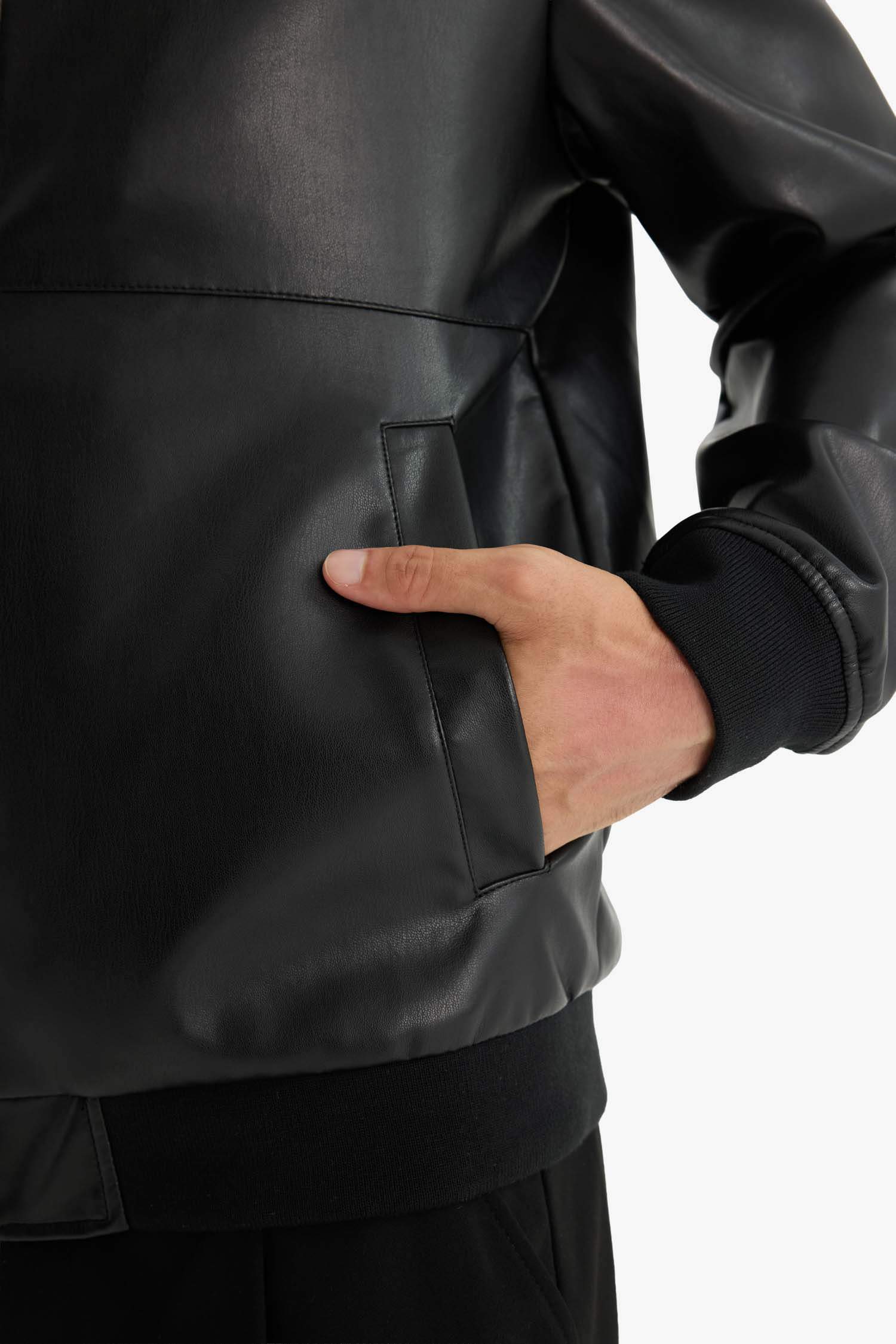 Regular Fit Faux Leather Jacket