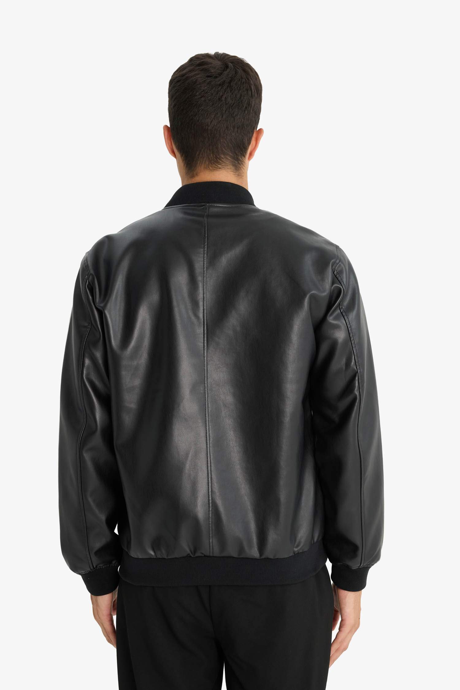Regular Fit Faux Leather Jacket