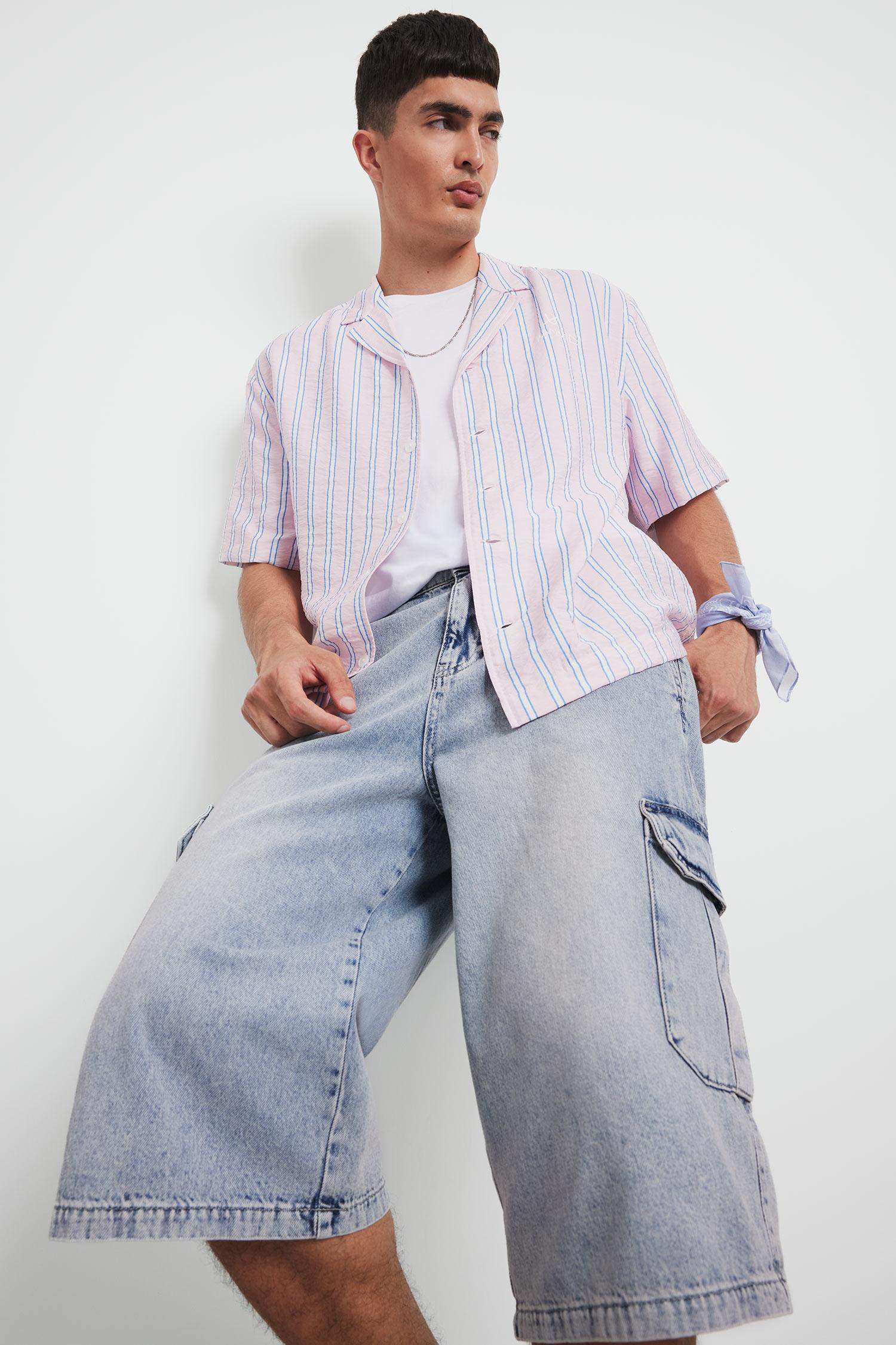 شورت برمودا جينز قطن بخصر مطاطي