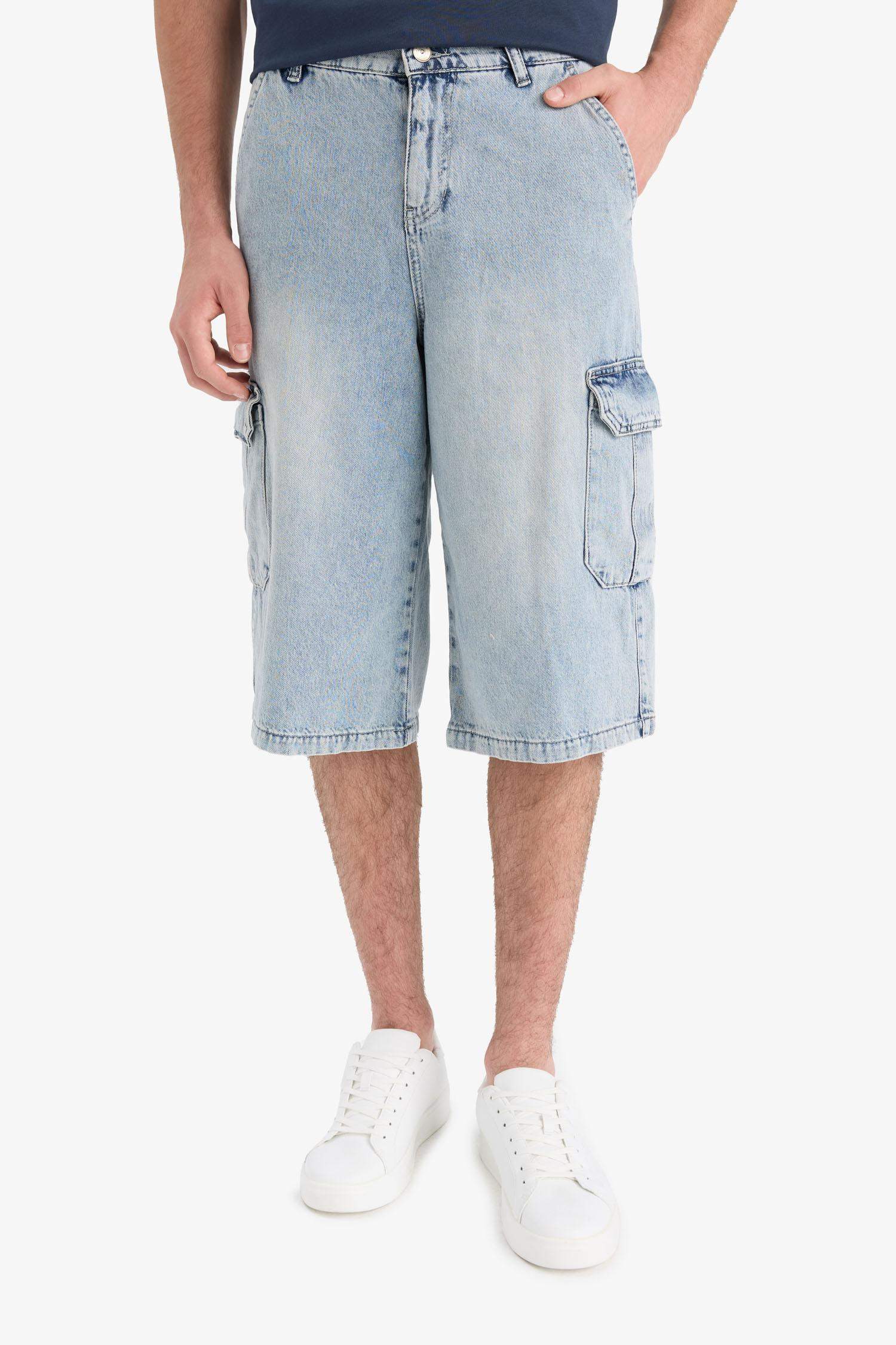 Cotton Denim Bermuda Shorts