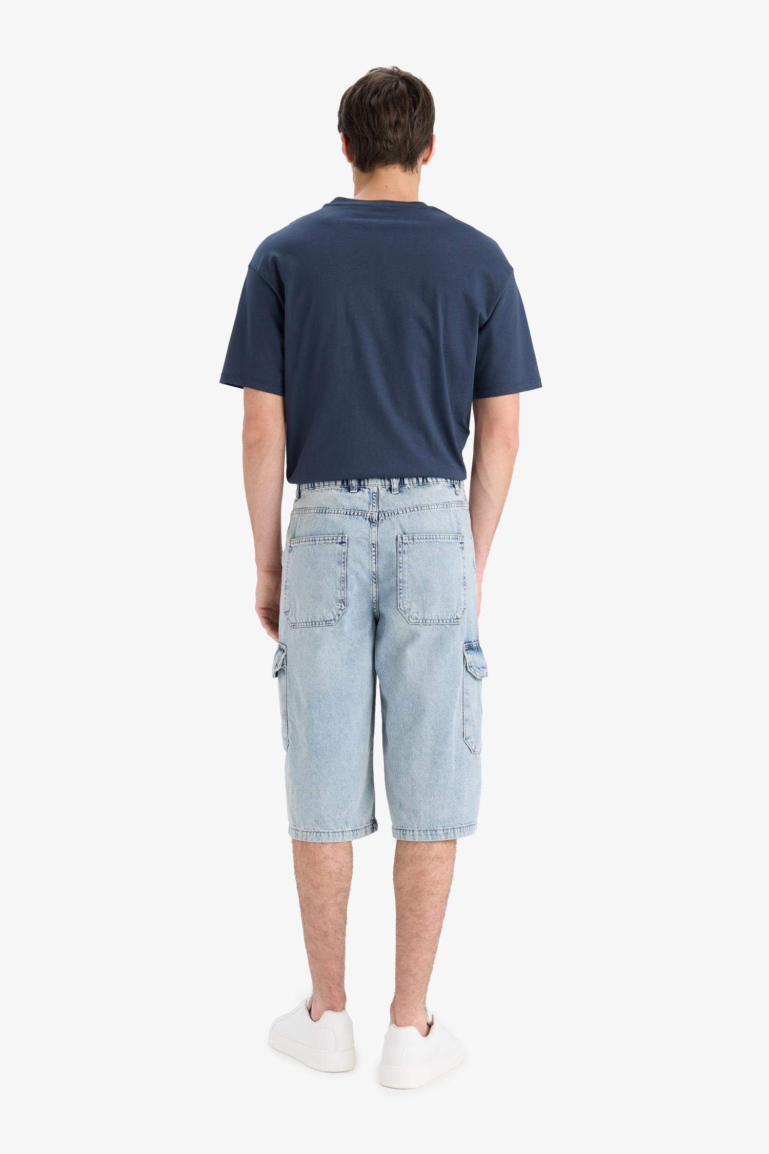 Cotton Denim Bermuda Shorts