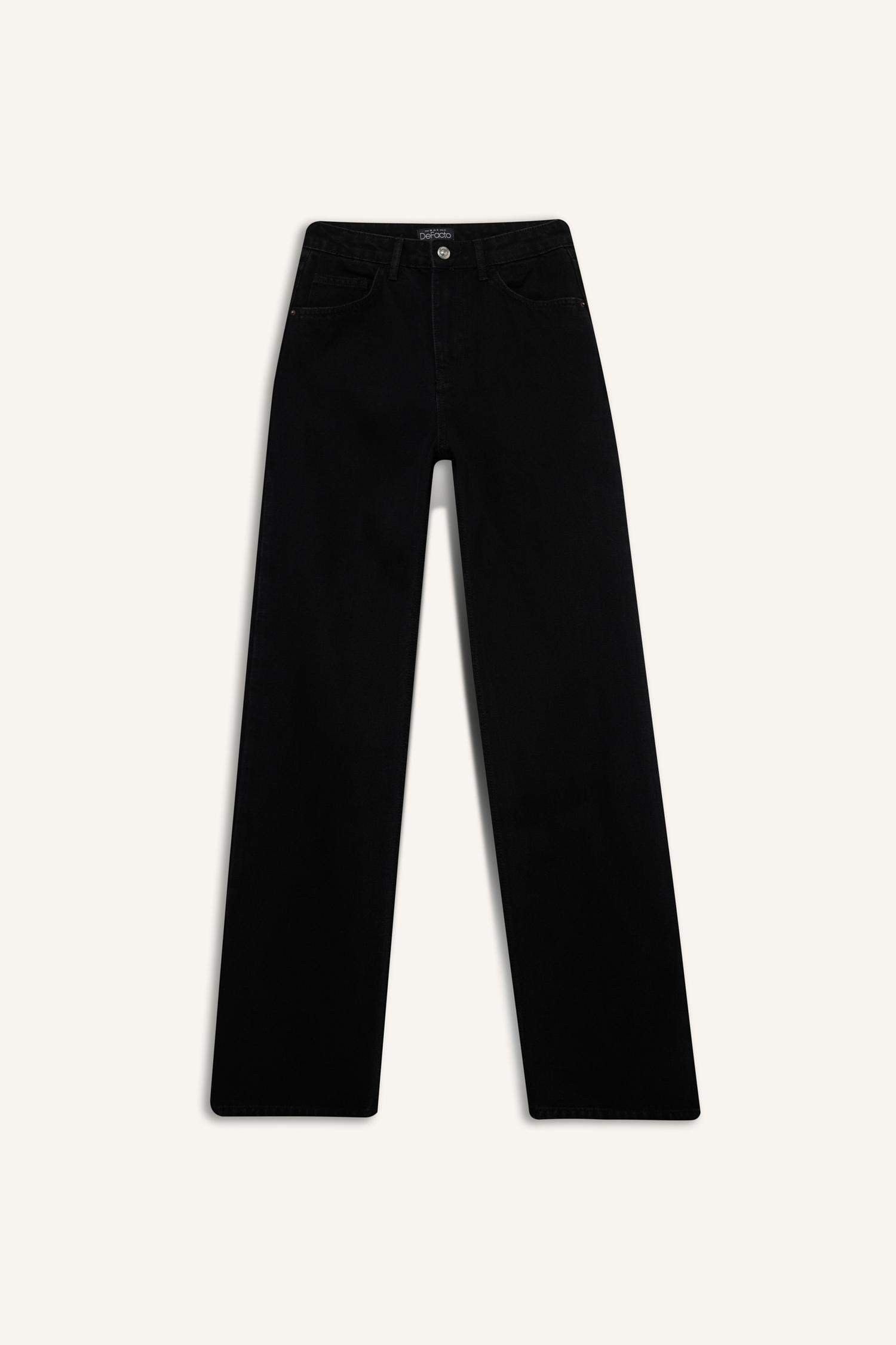 Straight Wide Yüksek Bel Uzun Jean Pantolon