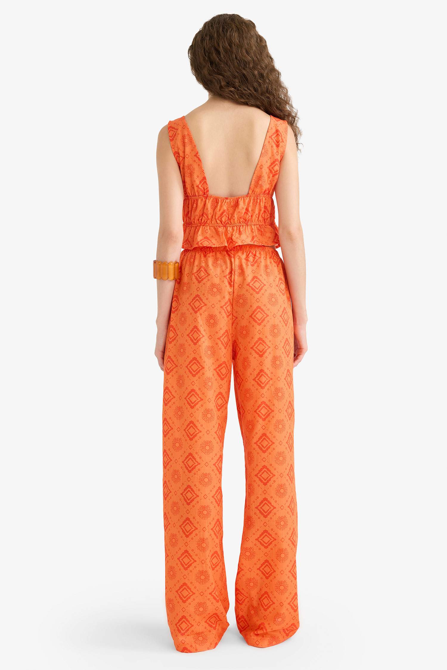 بنطرون قطن قصة مستقيمة بثلاثة جيوب وخصر عادي