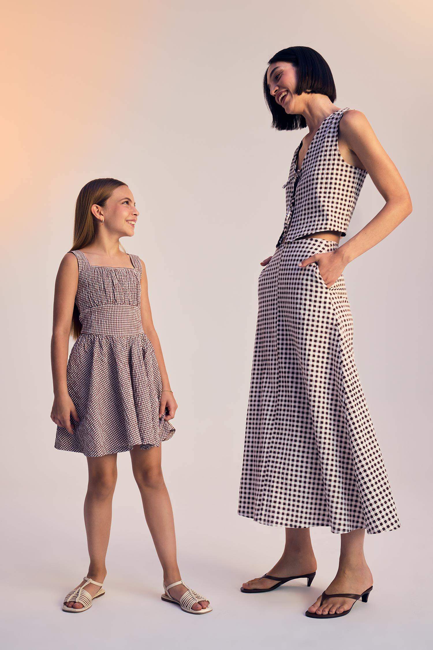 A Kesim Pötikareli Normal Bel Gofre Dokulu Maxi Etek