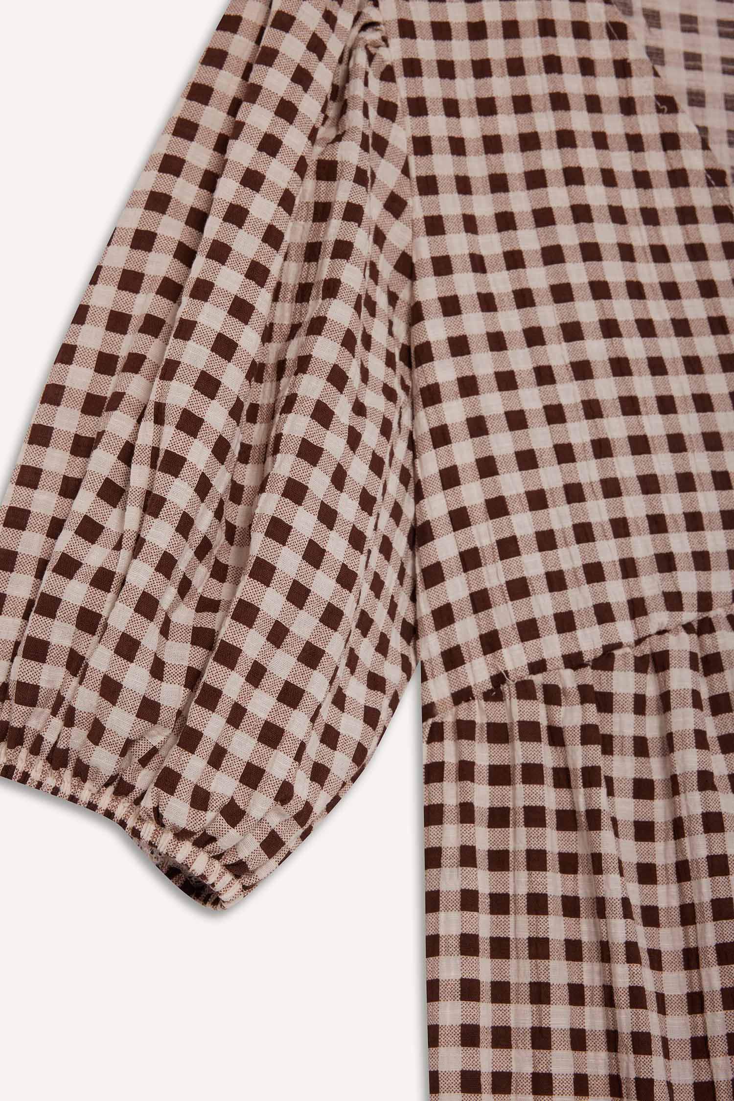 فستان ميدي كاروهات مطبوع بياخة V