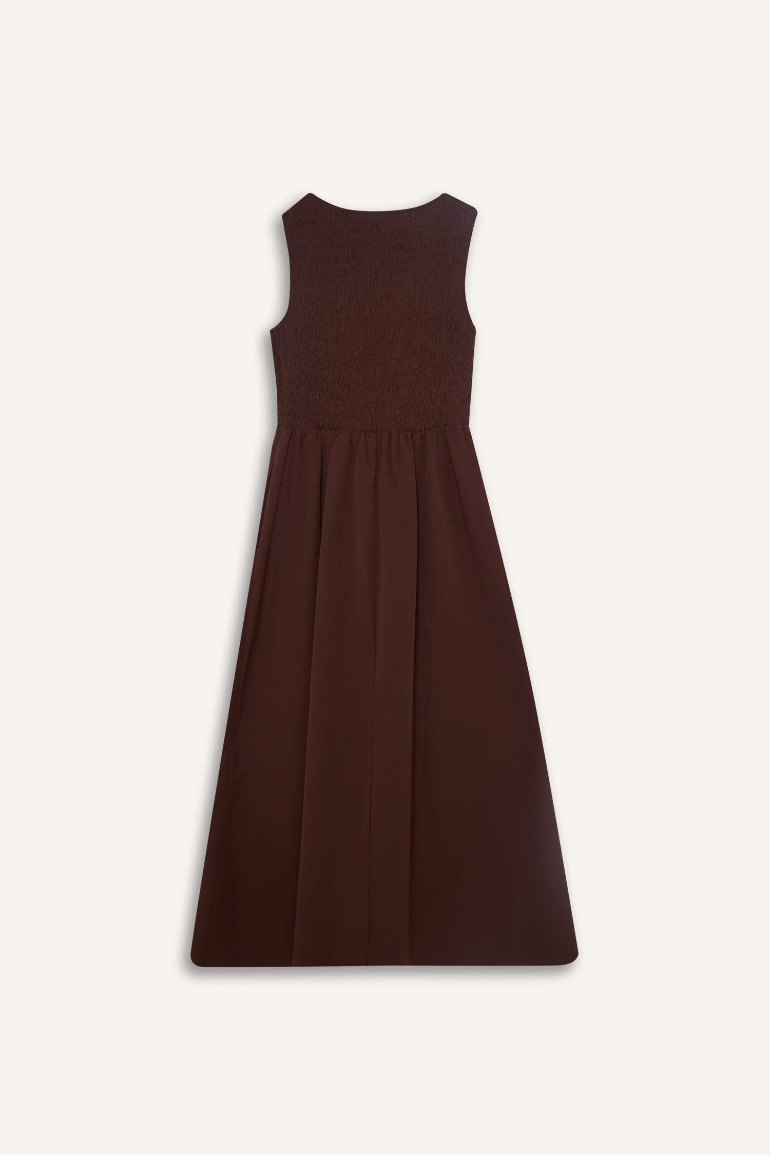 فستان ميدي كت تيري قطن بياقة مدروة