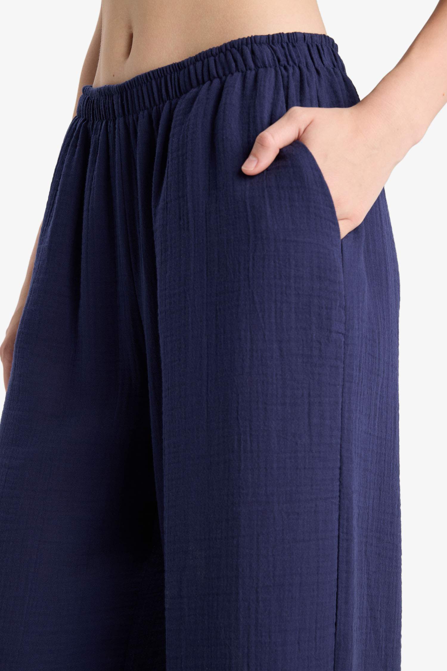 Coool Wide Leg Normal Bel Müslin Pantolon