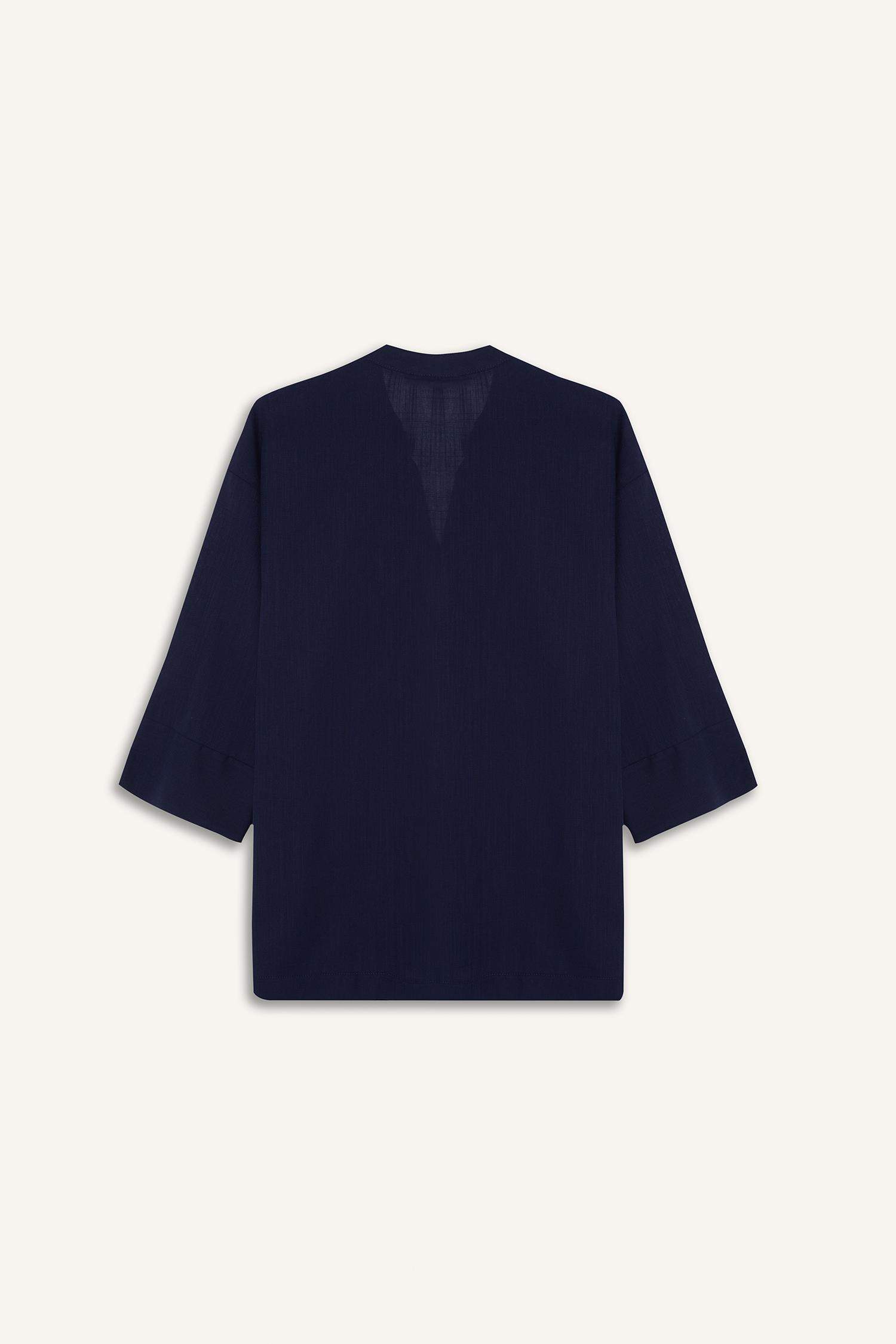 قميص قطن ردن طويل قصة عادية بياخة مستديرة