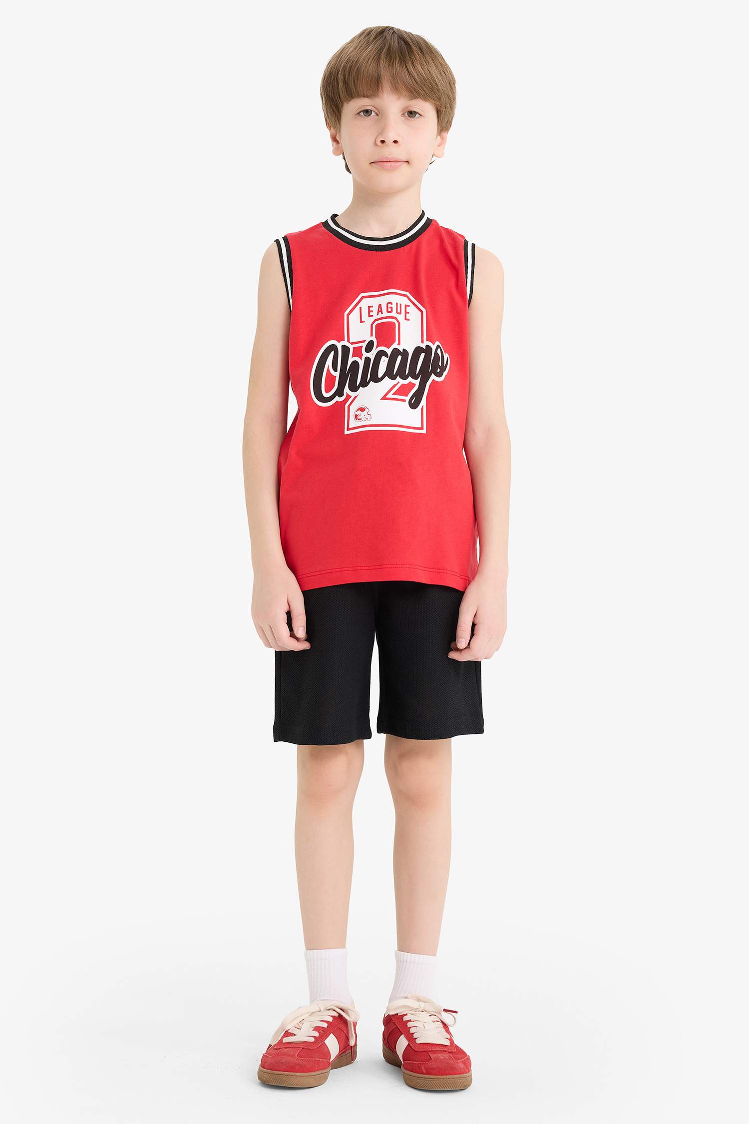 Erkek Çocuk 2'li Takım Baskılı Atlet Beli Lastikli Şort