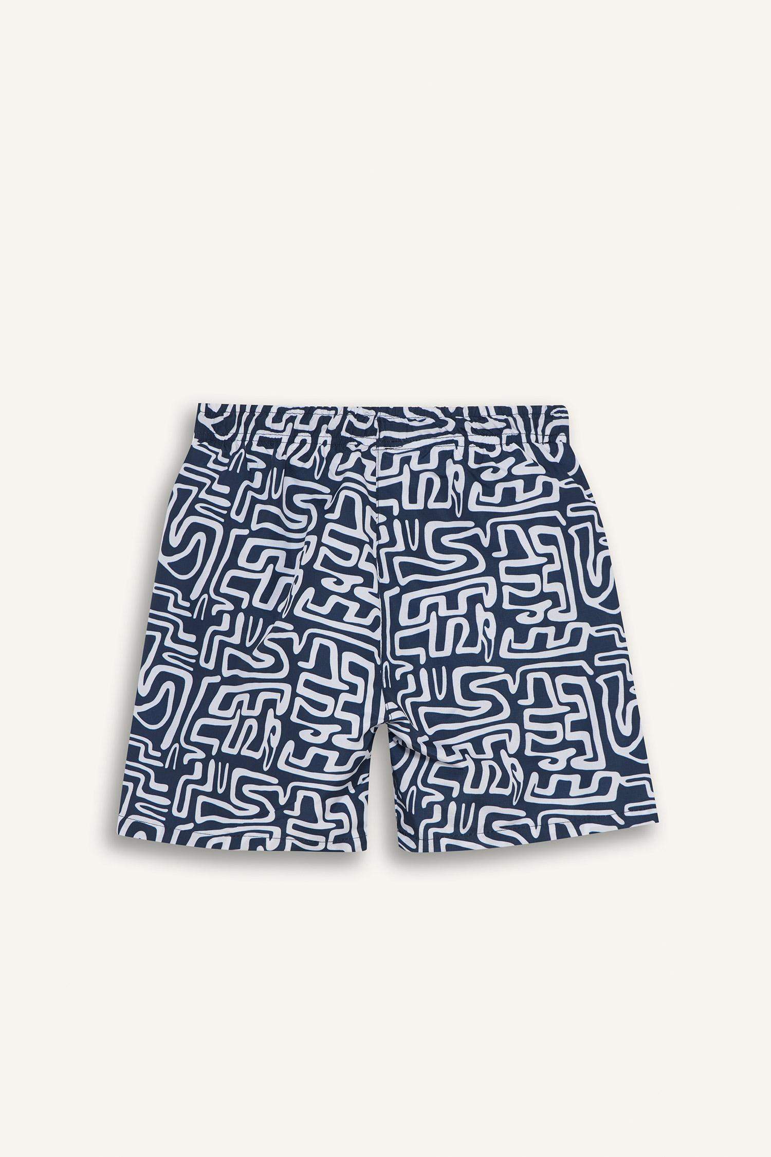 شورت بحر اولادي أبيض كحلي