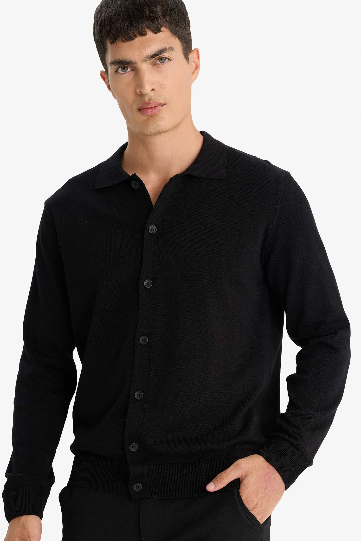 Standard Fit Polo Collar Knitwear Cardigan