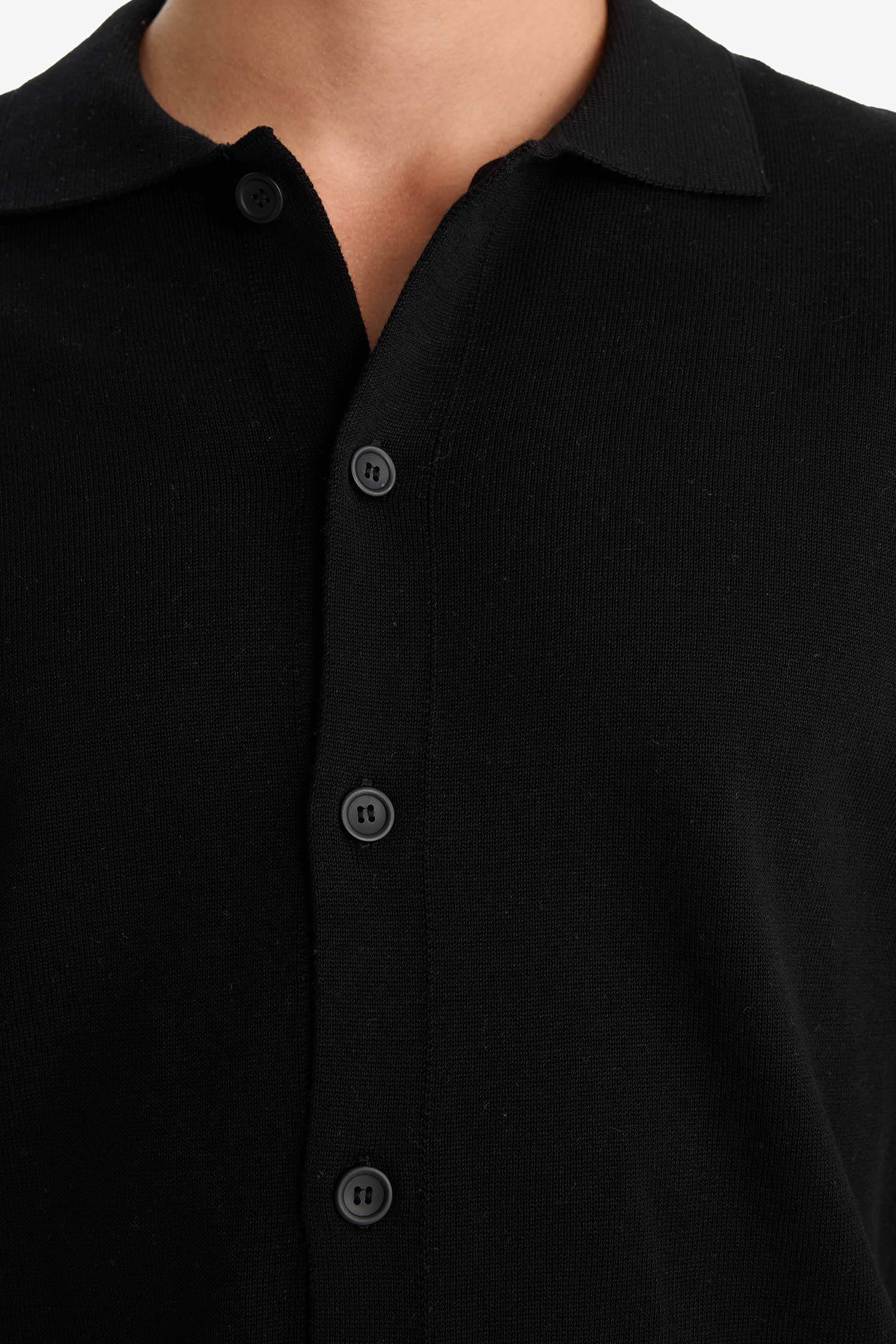 %100 Pamuk Standart Fit Polo Yaka Triko Hırka