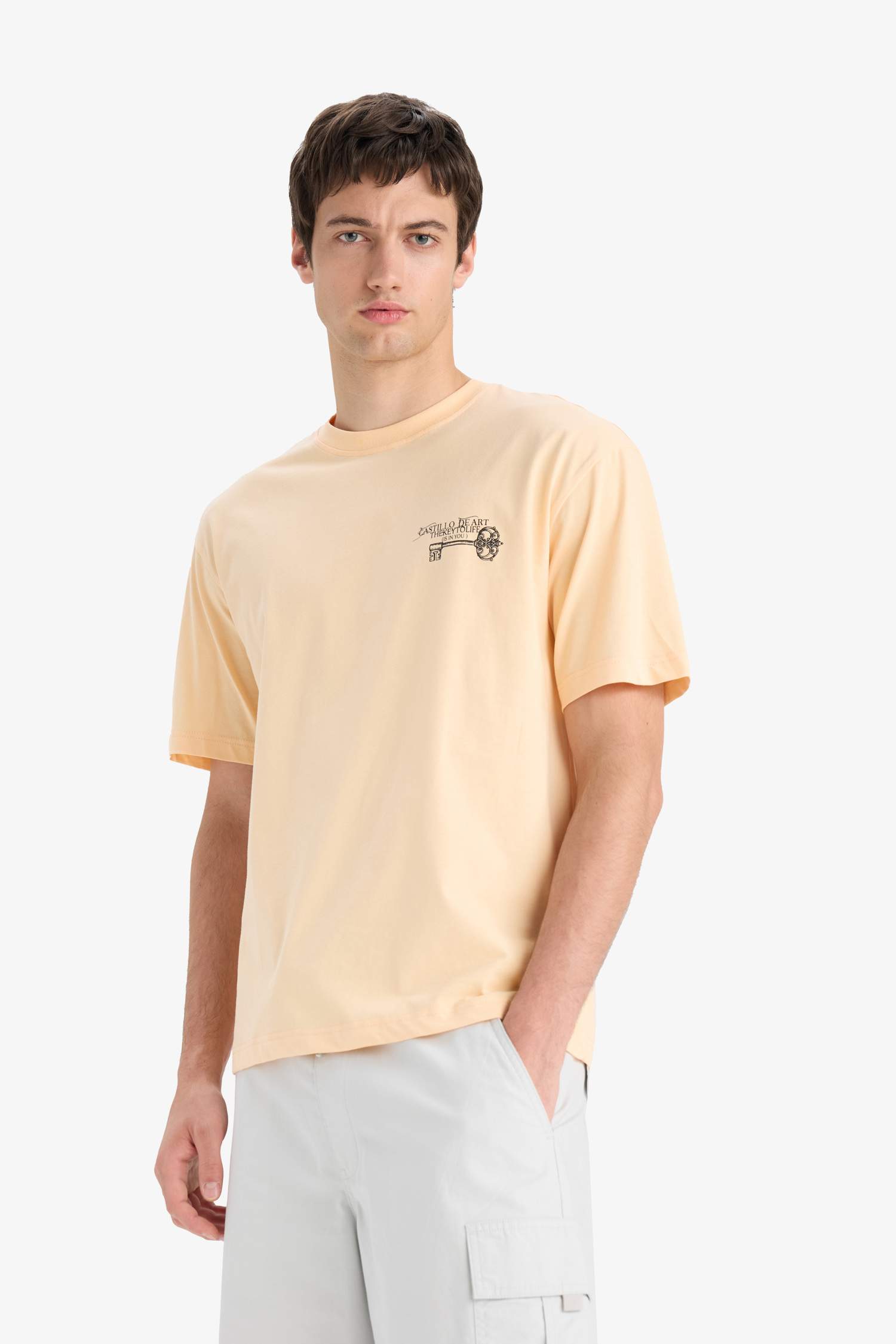 تيشيرت قطن نص ردن اوفر سايز بياخة مستديرة