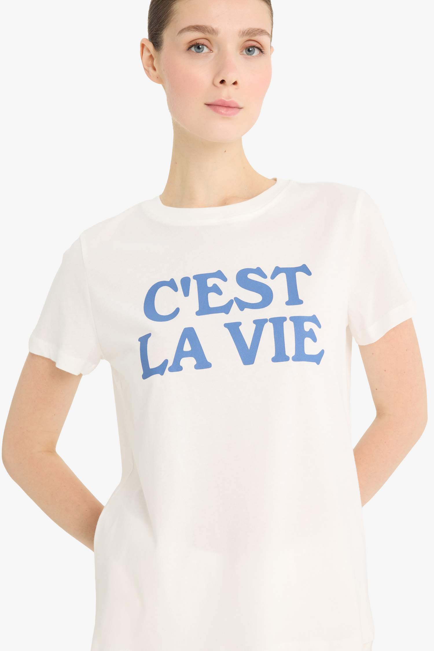 Regular Fit Crew Neck Printed Cotton T-Shirt