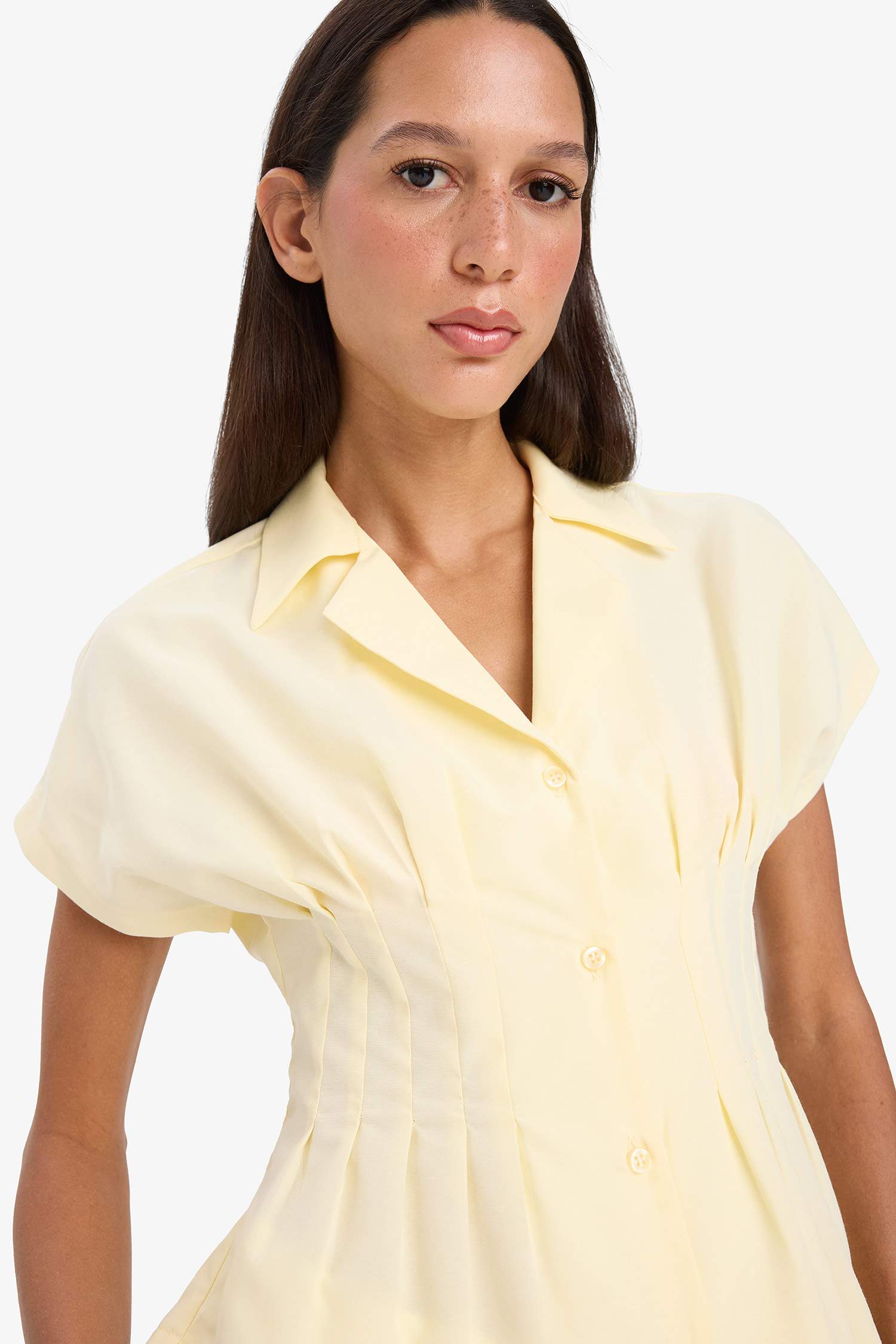 Fitted Pensli Poplin Kısa Kollu Gömlek