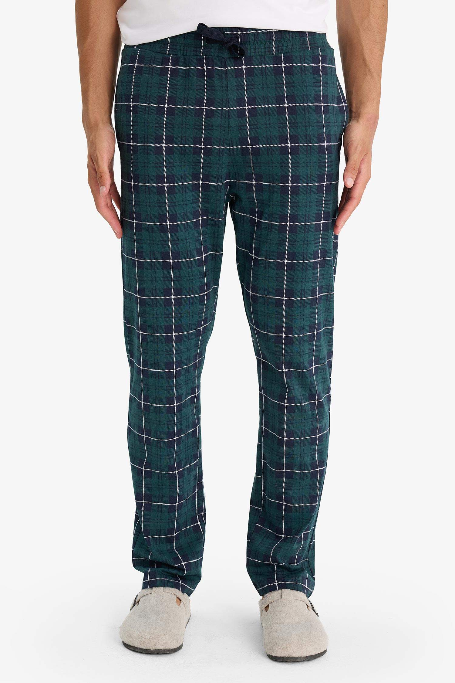 Pijama Takımı Regular Fit Kısa Kollu Üst Kareli Uzun Alt