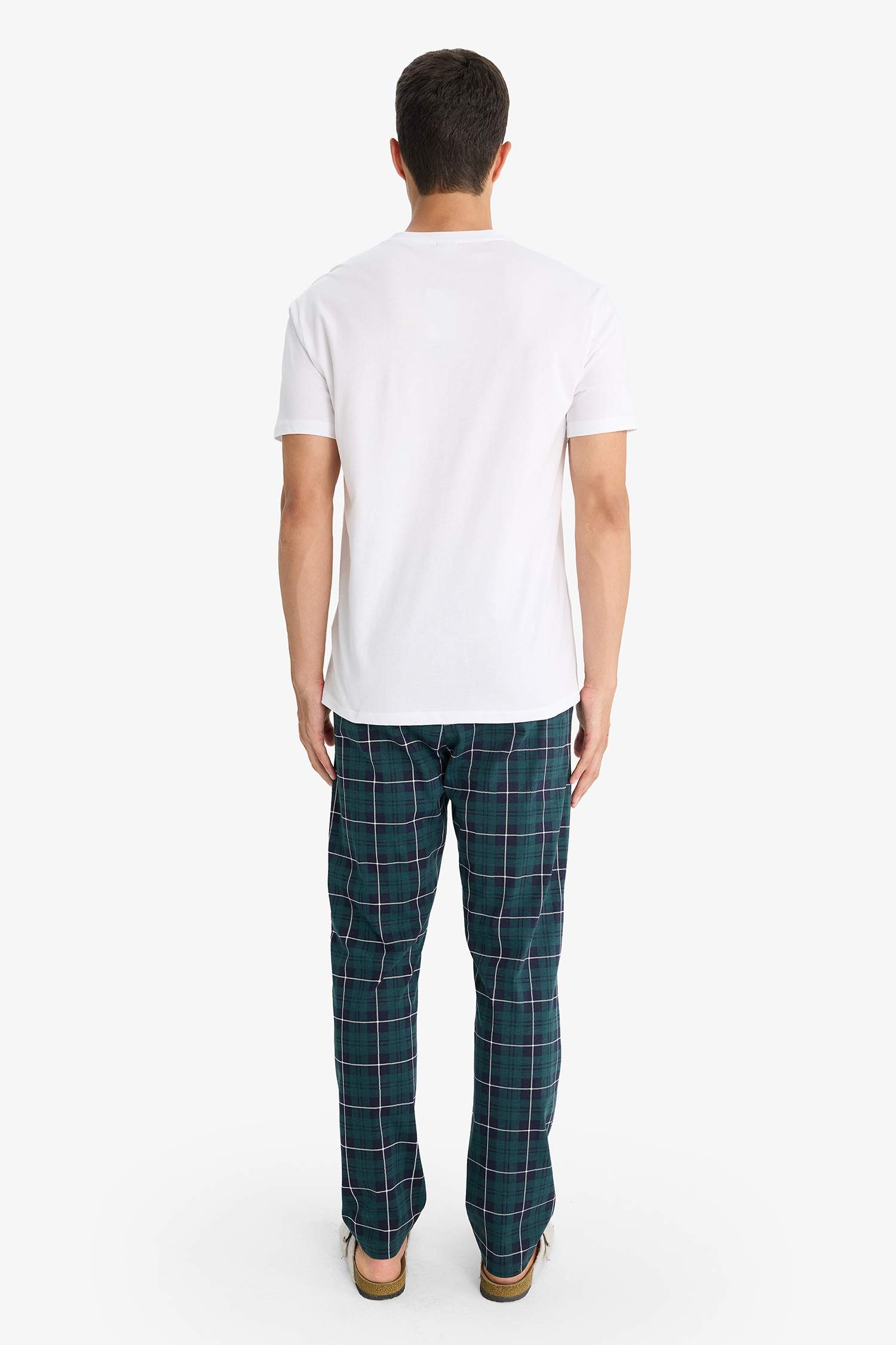 Pijama Takımı Regular Fit Kısa Kollu Üst Kareli Uzun Alt