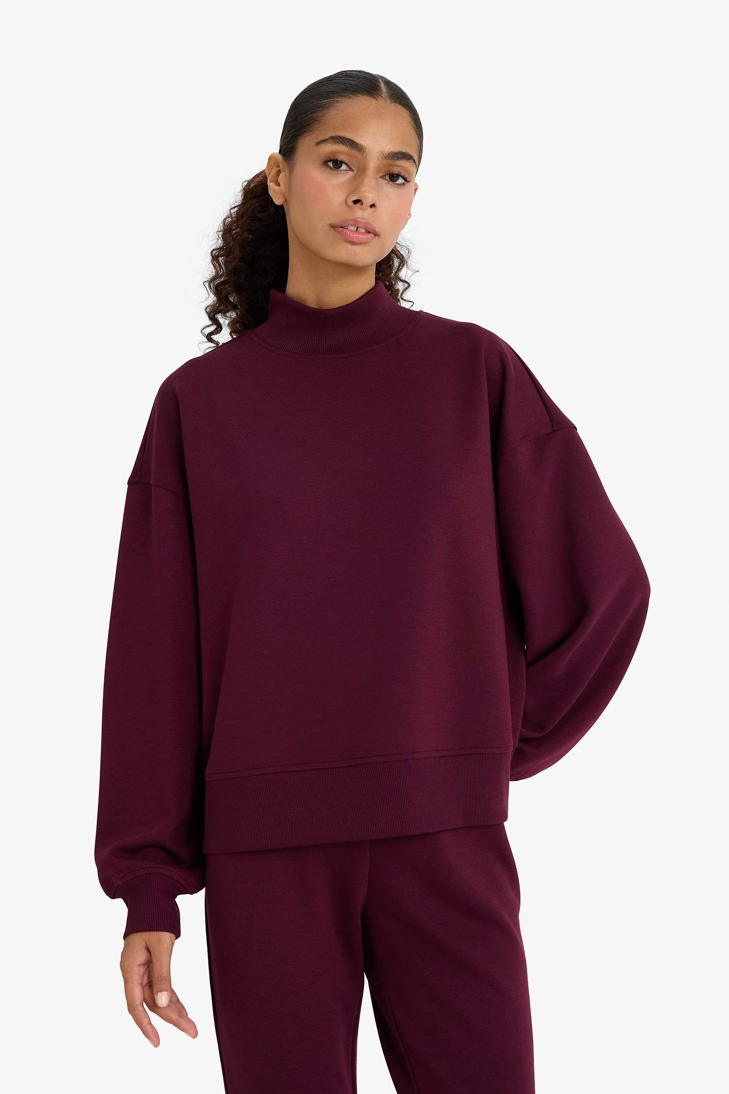 Relax Fit Stand Collar Sweatshirt