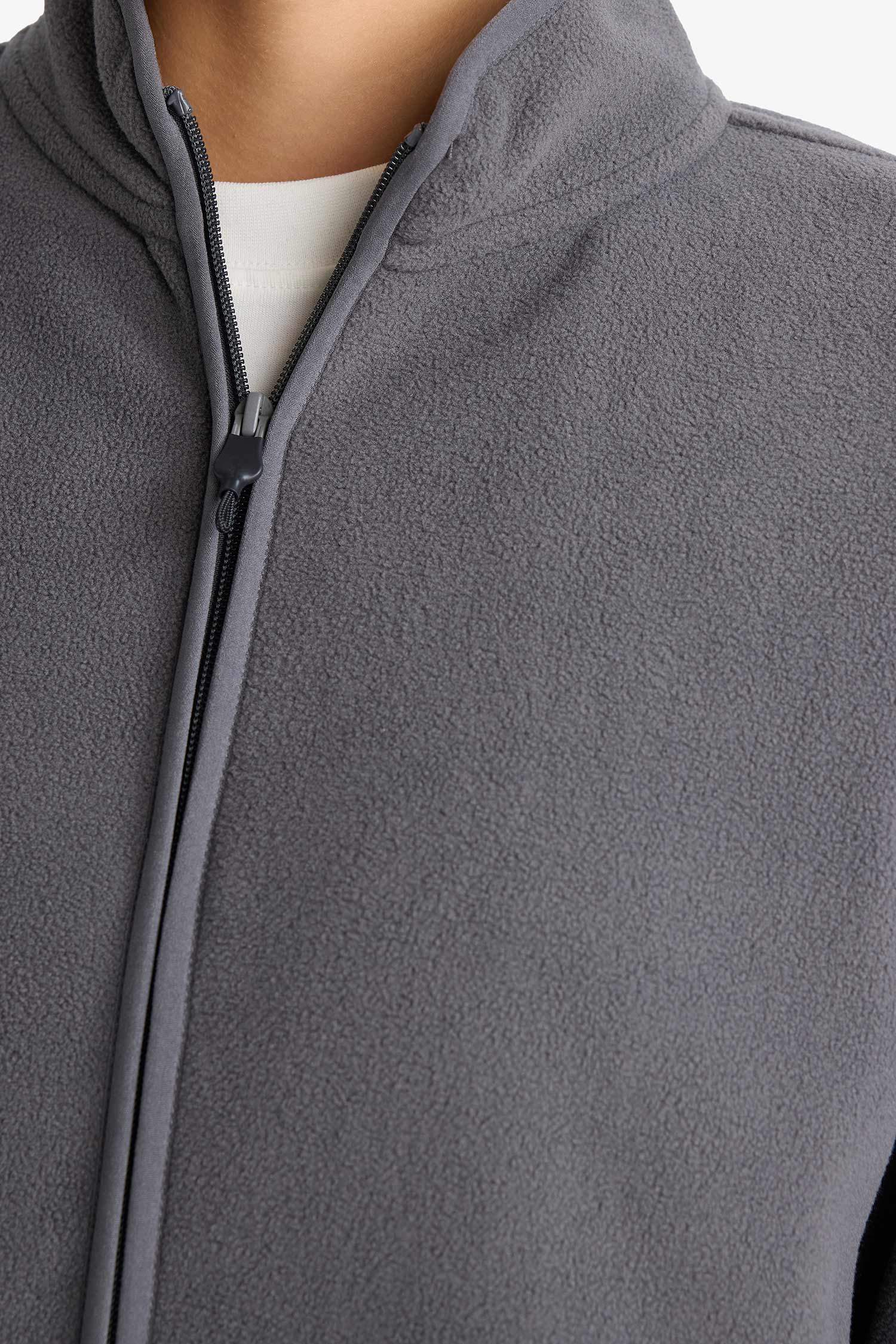 Регулярный крой флисовый кардиган с полуводолазкой