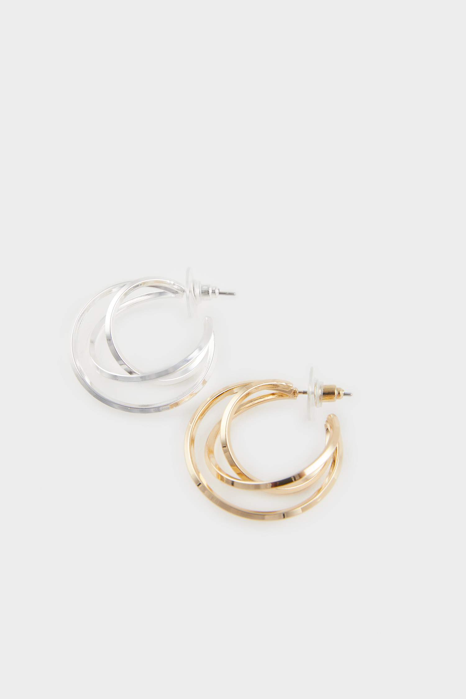 Kadın 2'li Gold Silver Halka Küpe