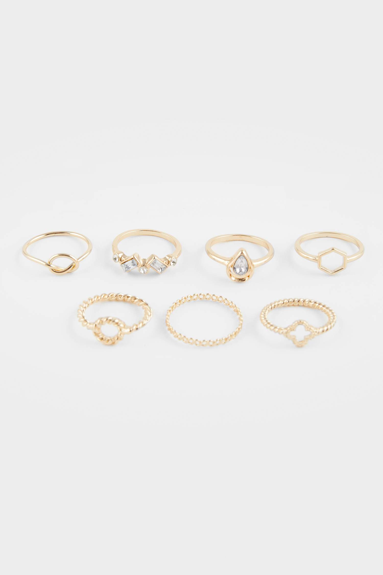 Kadın 7'li Taşlı Gold Yüzük