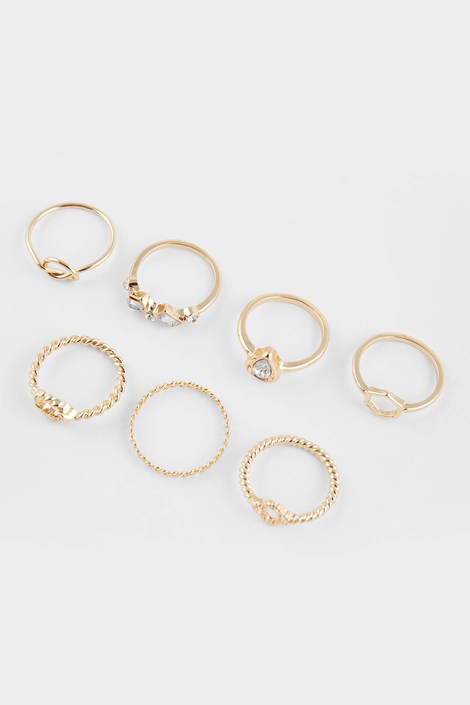 Kadın 7'li Taşlı Gold Yüzük