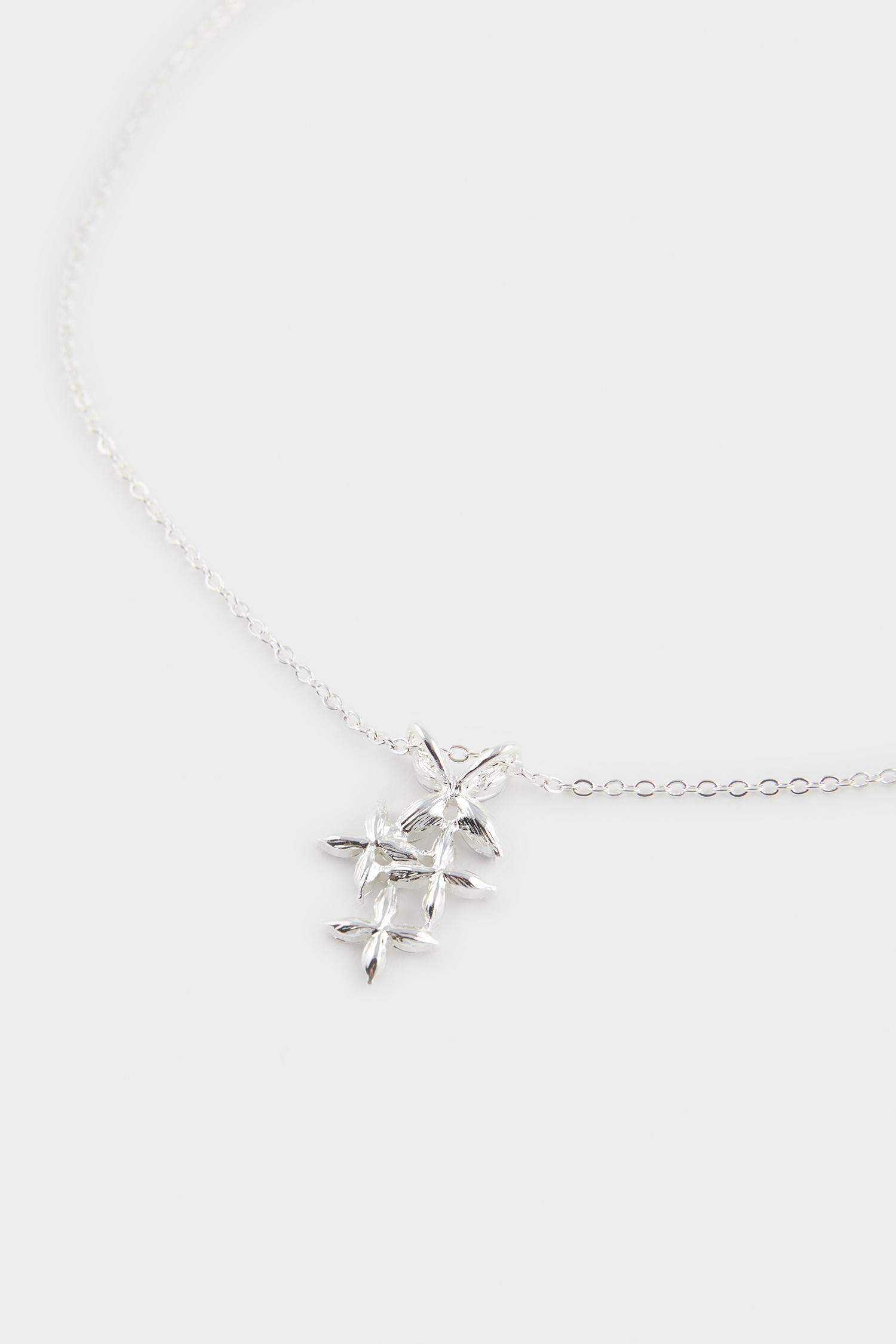 Kadın Taşlı Çiçekli Silver Kolye Küpe Seti