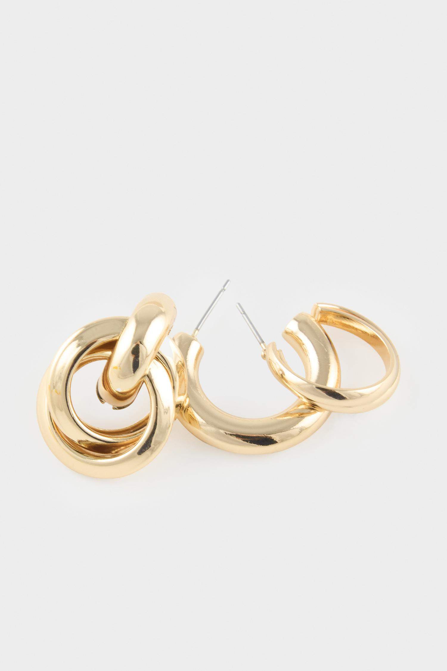 Kadın 3'lü Gold Küpe