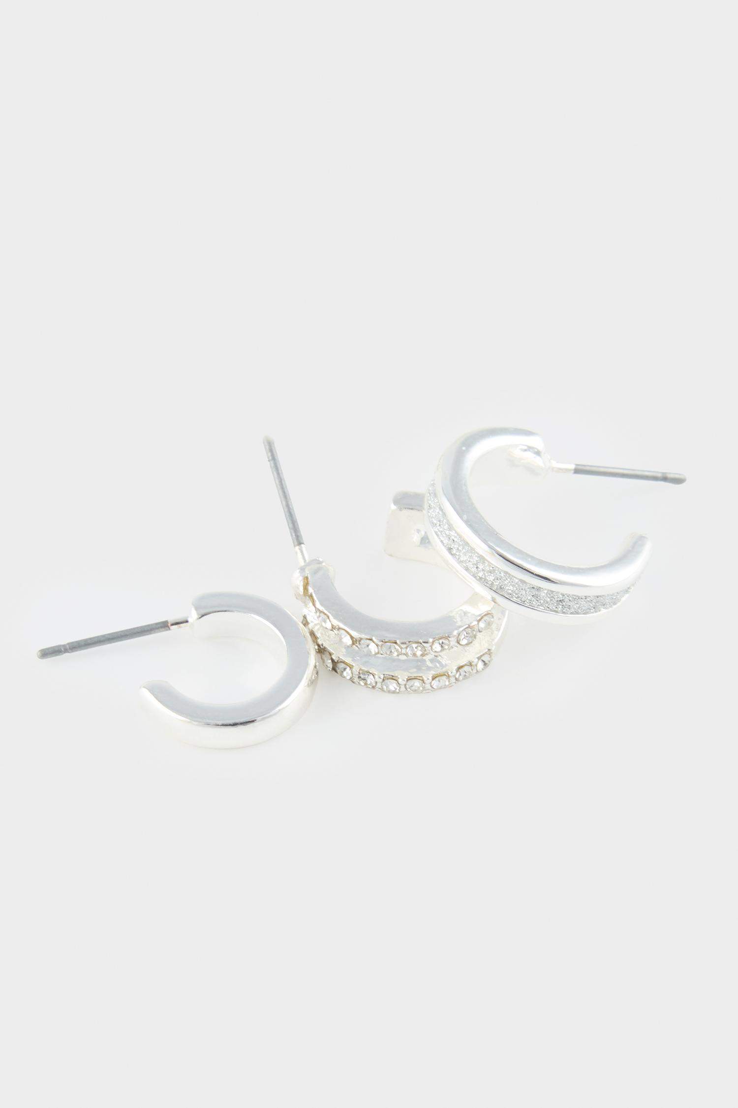 Kadın 6'lı Silver Halka Küpe