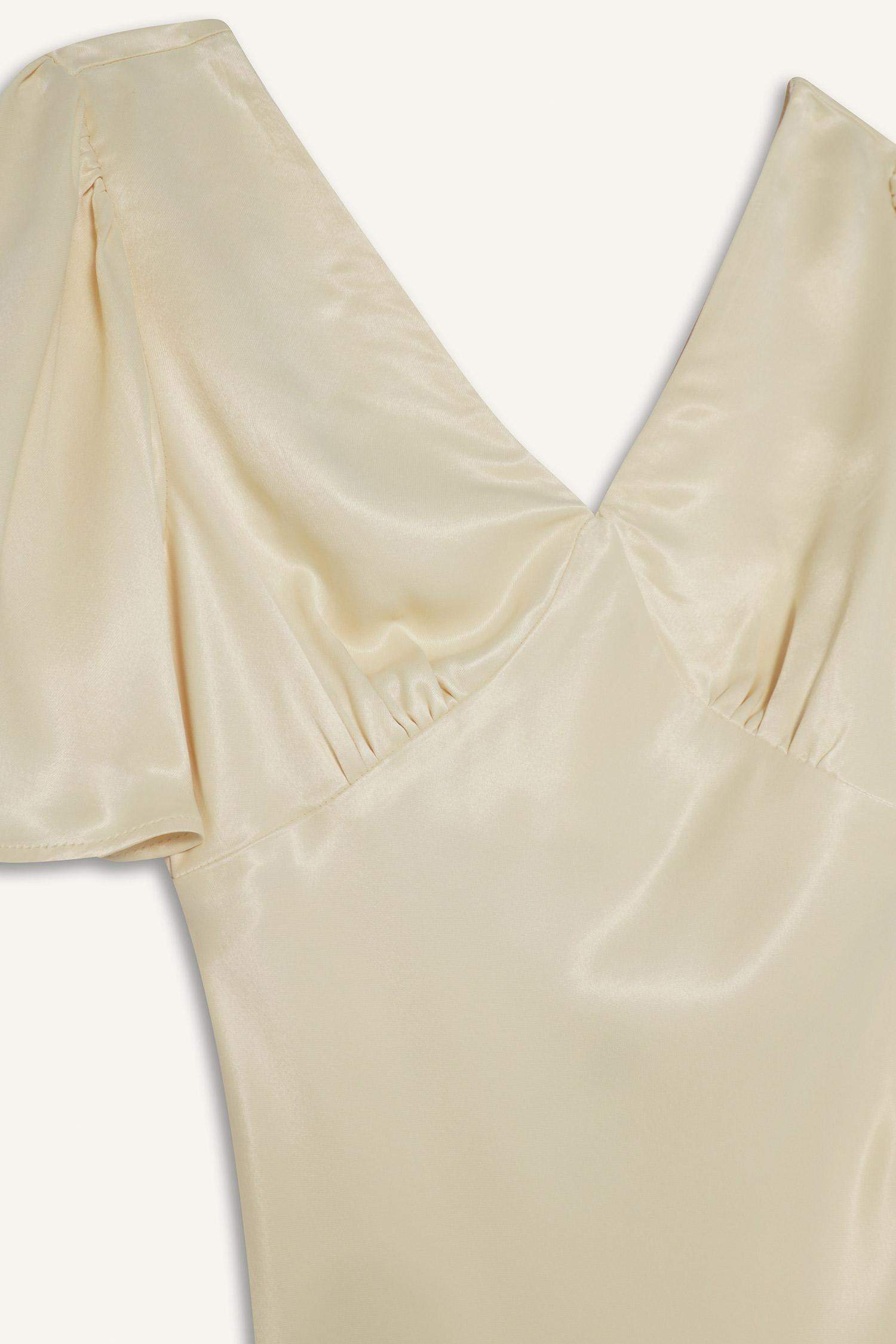 فستان ميدي ستان بياقة V