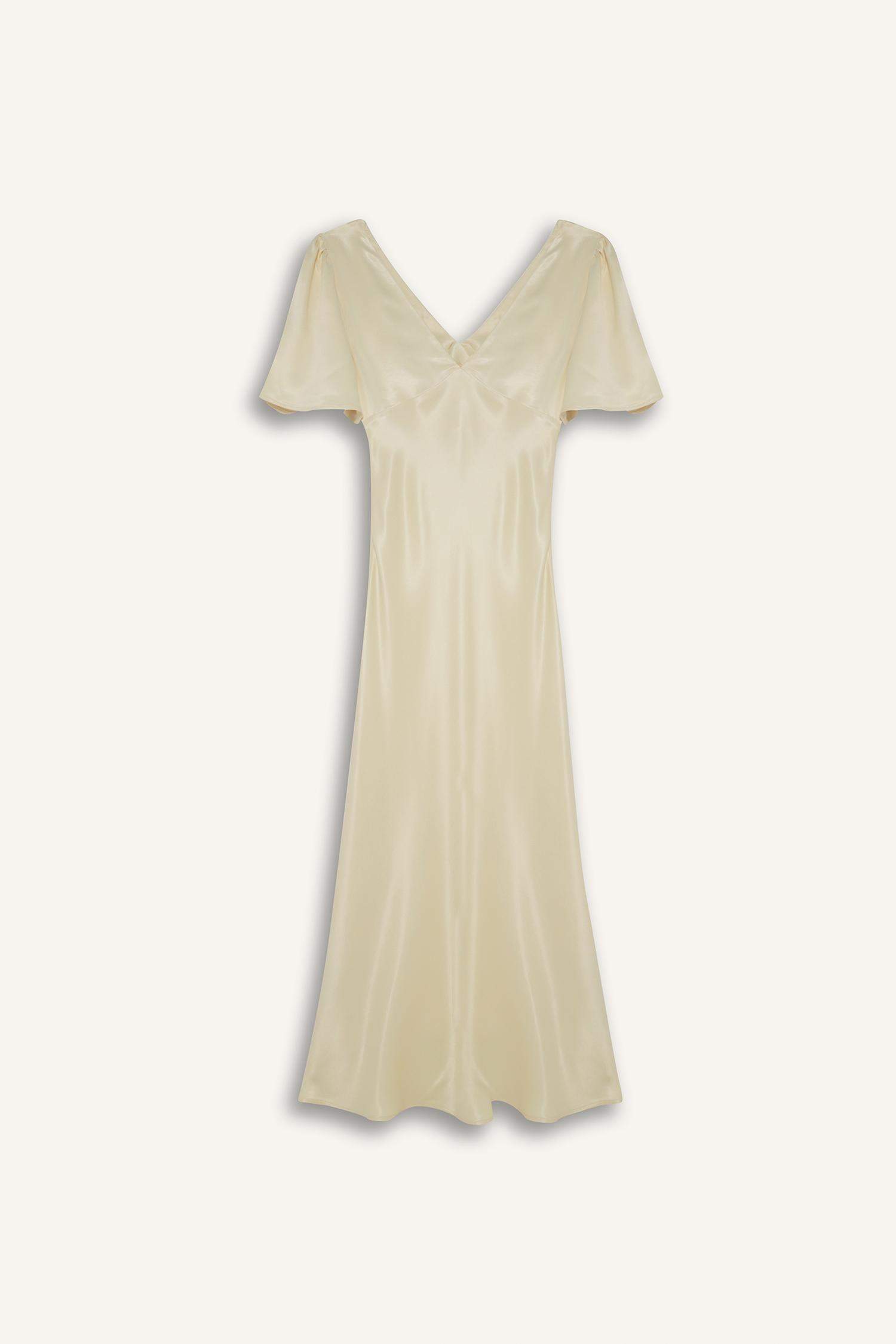 فستان ميدي ستان بياقة V