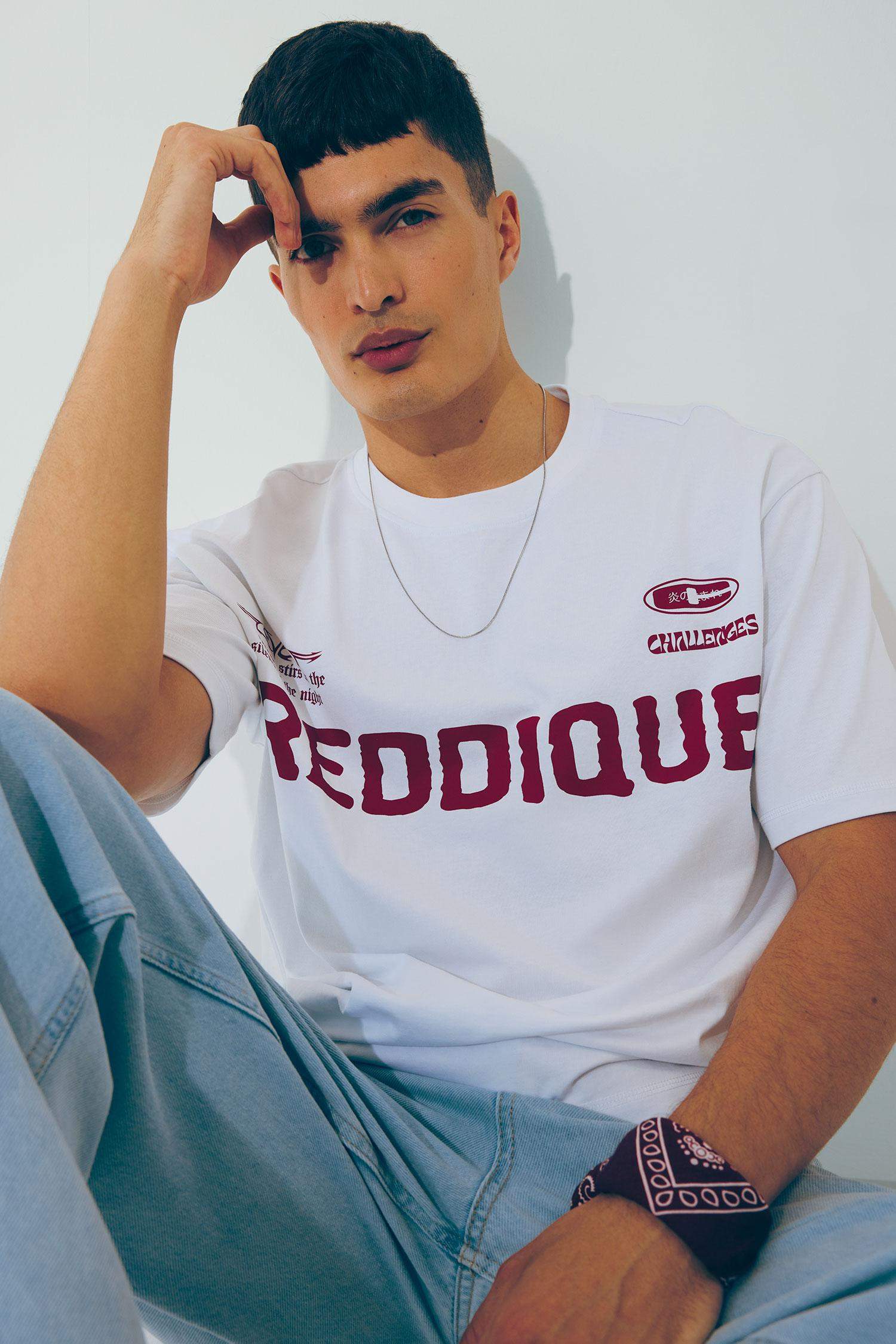 Boxy Fit Crew Neck Printed Short Sleeve T-Shirt