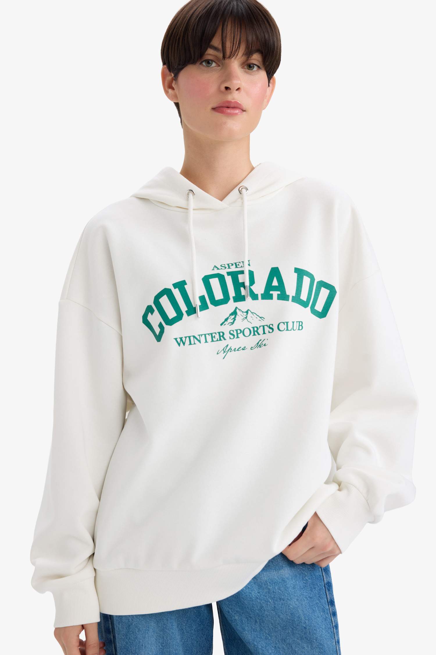 Oversize Fit Printed Long Sleeve Sweatshirt