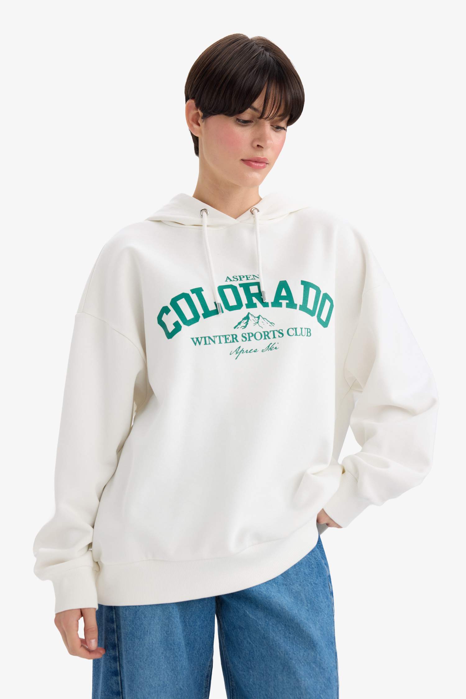 Oversize Fit Printed Long Sleeve Sweatshirt