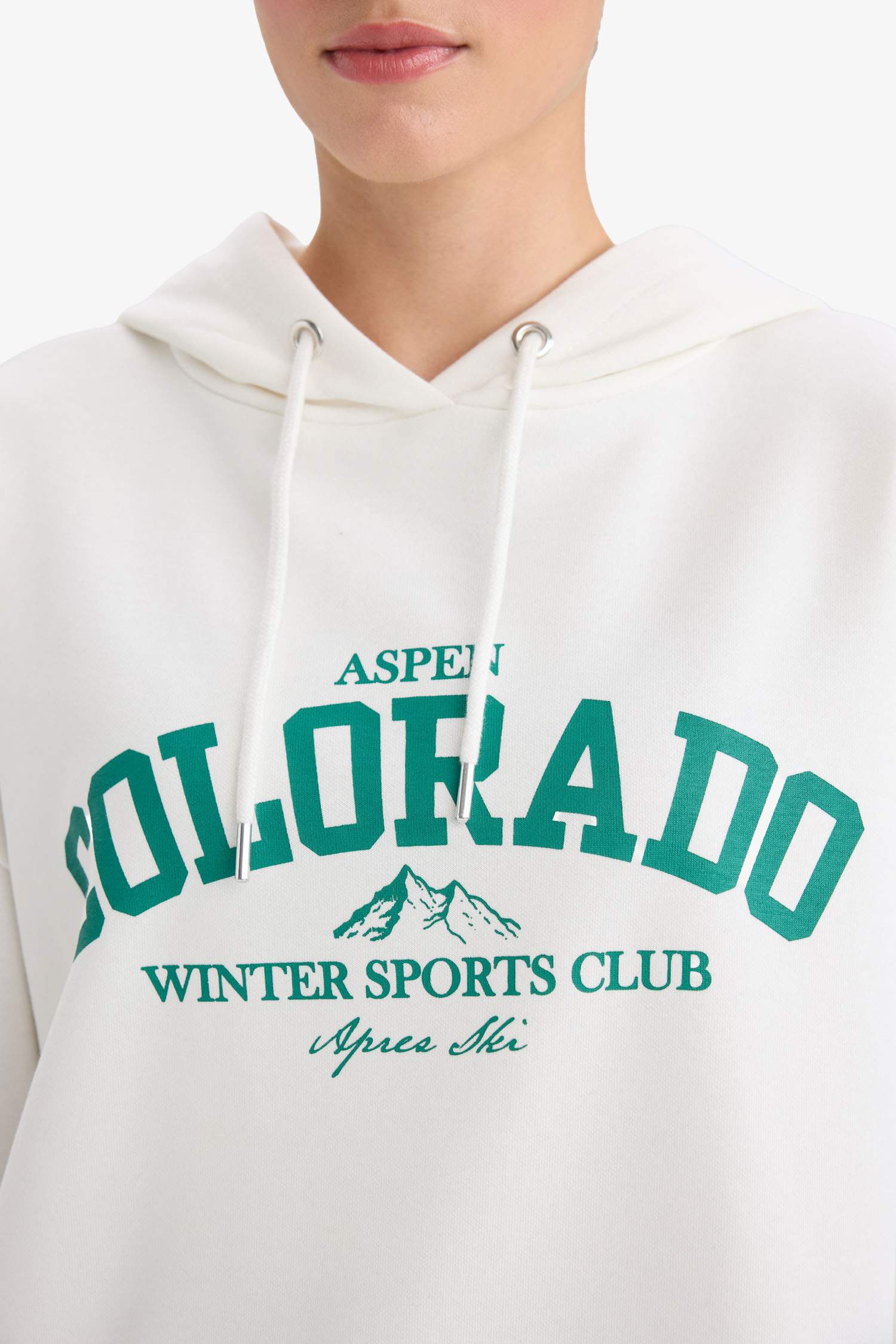 Oversize Geniş Kalıp Kapüşonlu Baskılı Sweatshirt