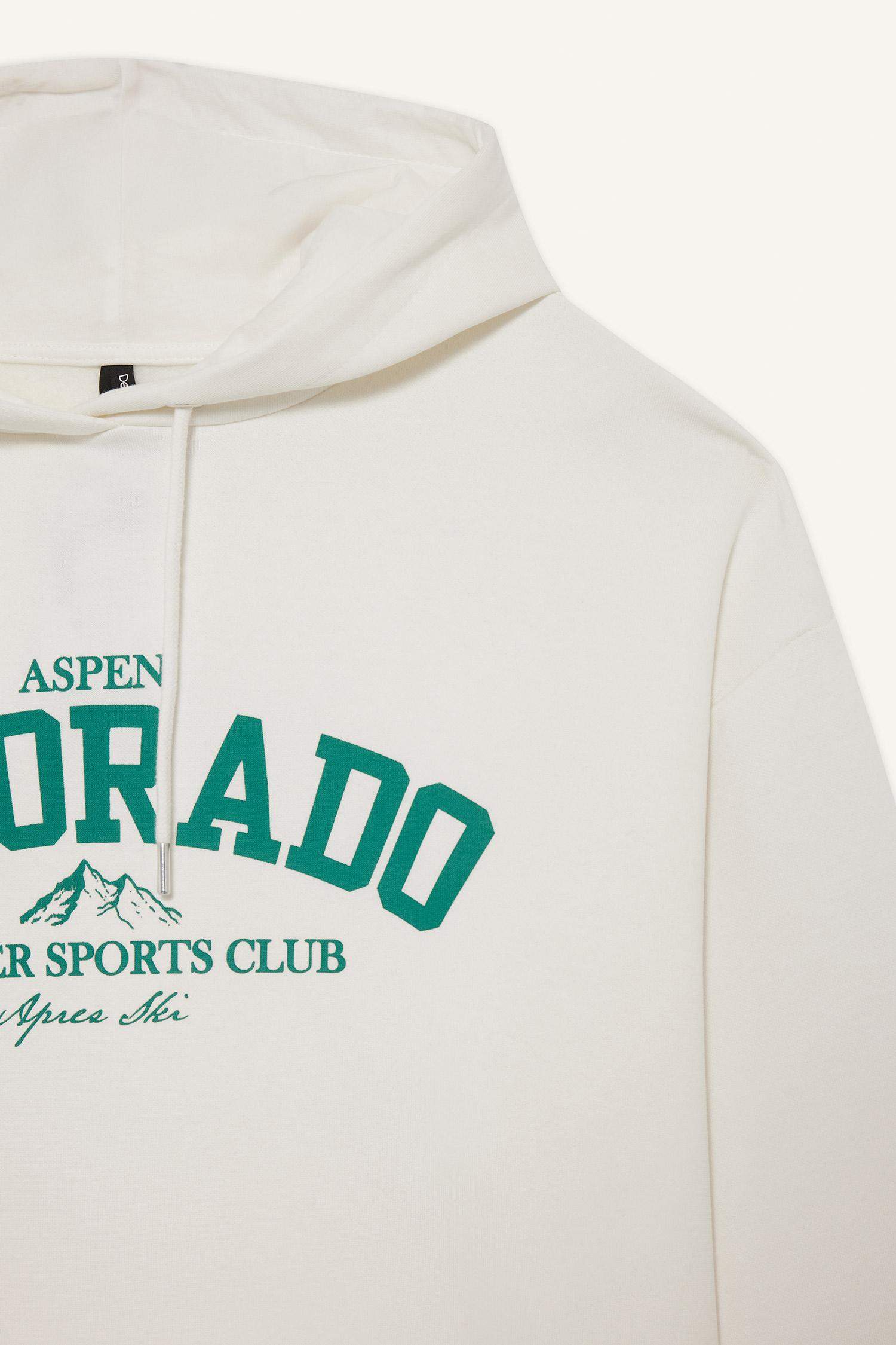 Oversize Geniş Kalıp Kapüşonlu Baskılı Sweatshirt