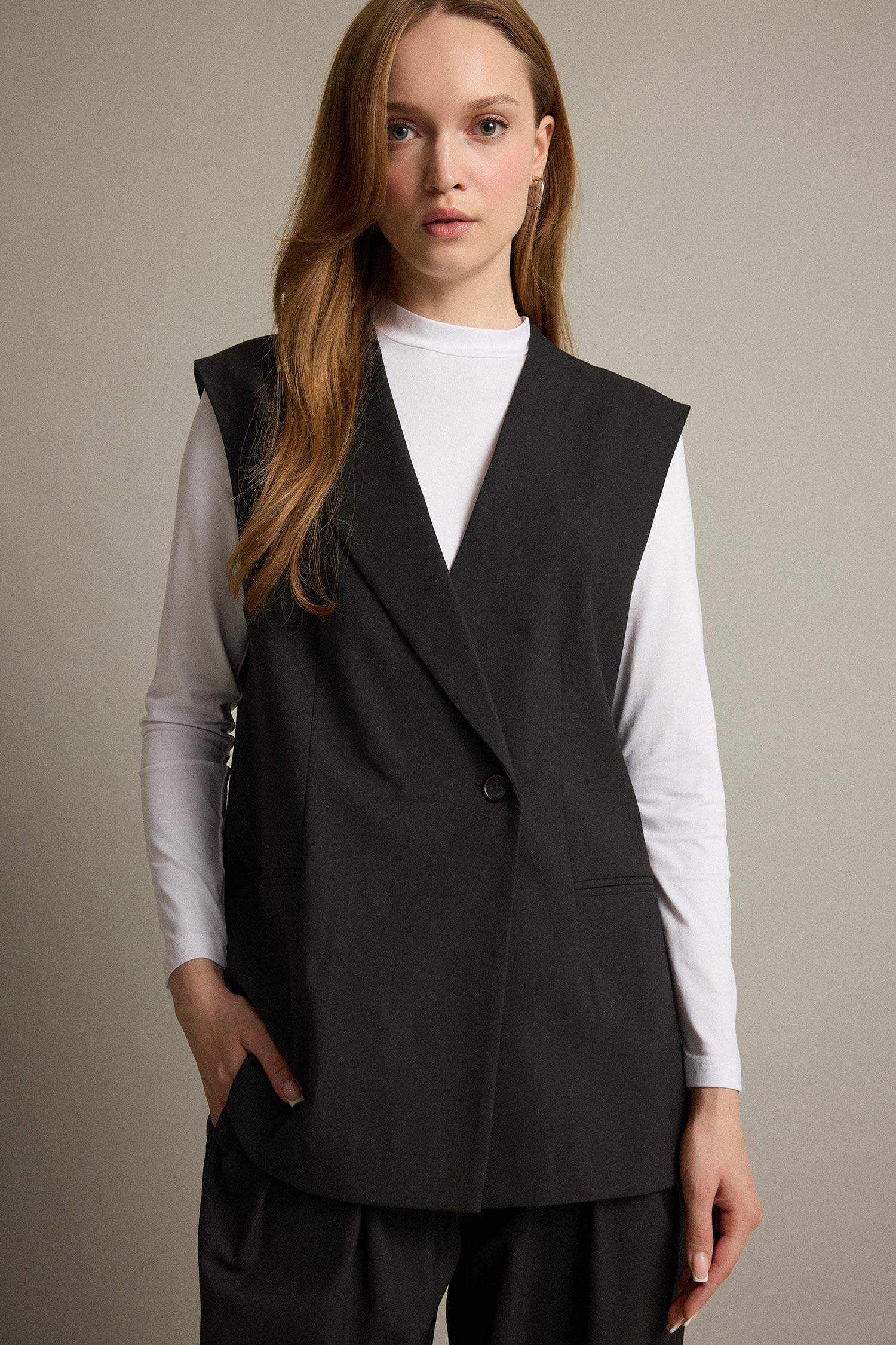 Regular Fit Jacket Collar Vest