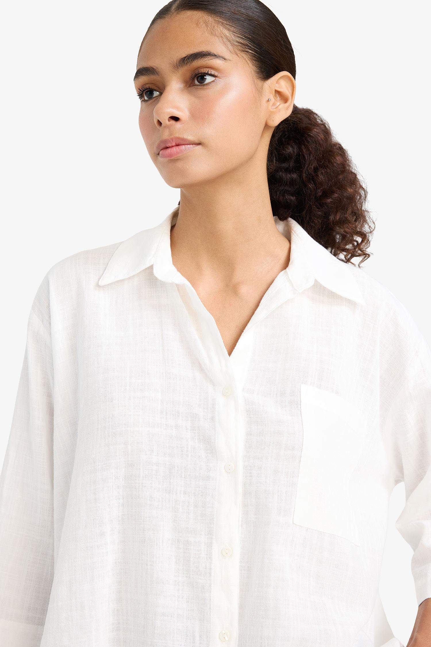 Oversize Geniş Kalıp Pamuklu Kısa Kollu Gömlek